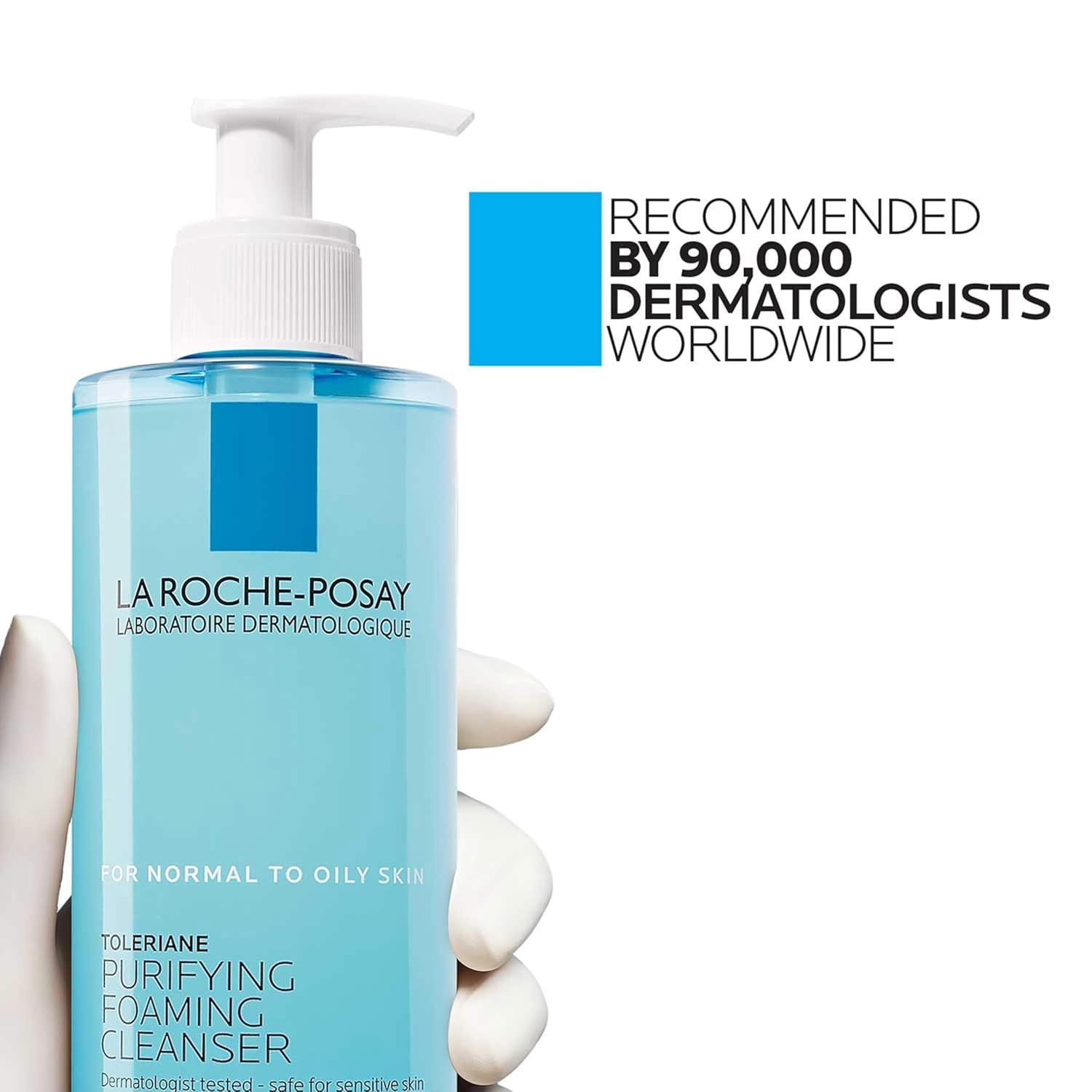 Builds trust and credibility by highlighting that 90,000 dermatologists worldwide recommend this product, reassuring shoppers of its professional endorsement and safety.