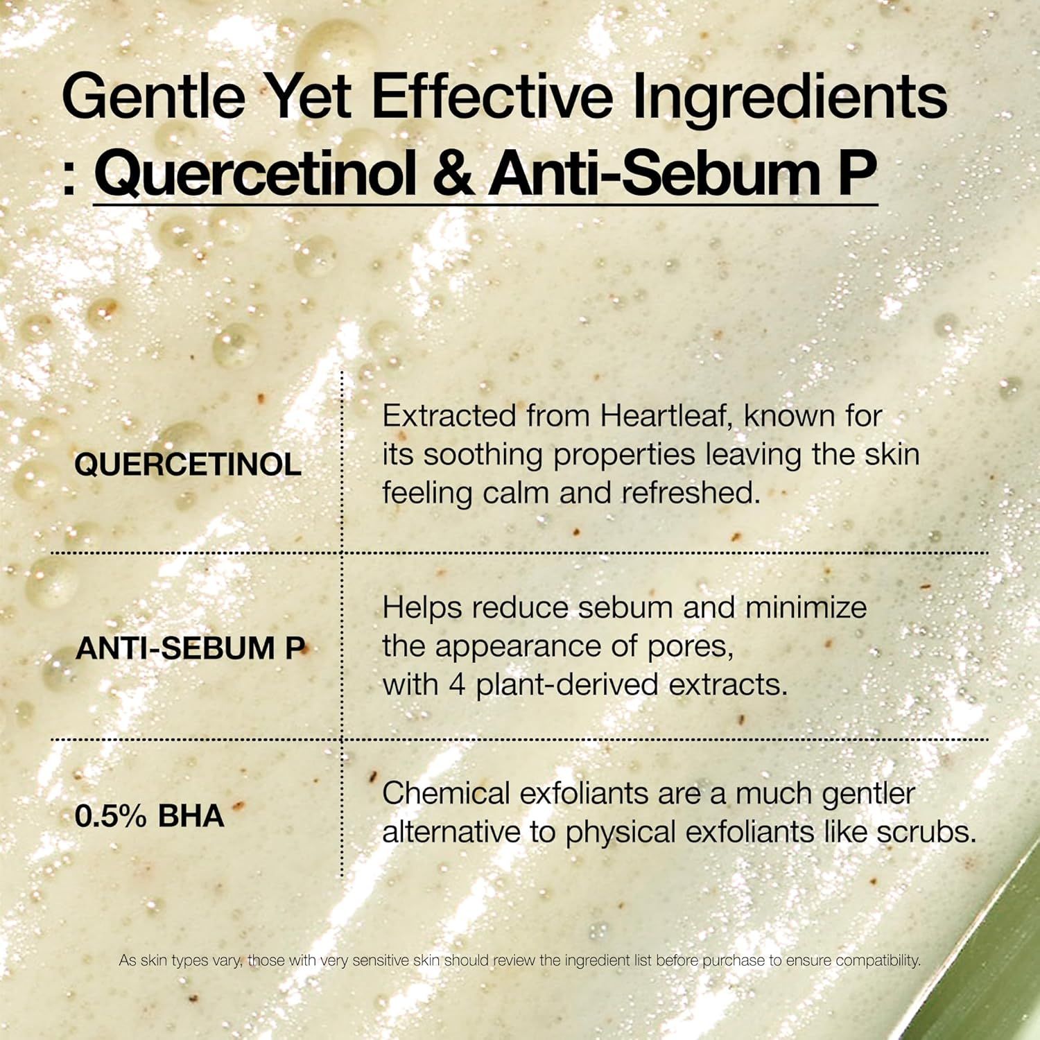 Breaks down the key active ingredients in the product, explaining what each component does to educate shoppers on the formulation's benefits for skin health. Highlights multiple distinct benefits of…