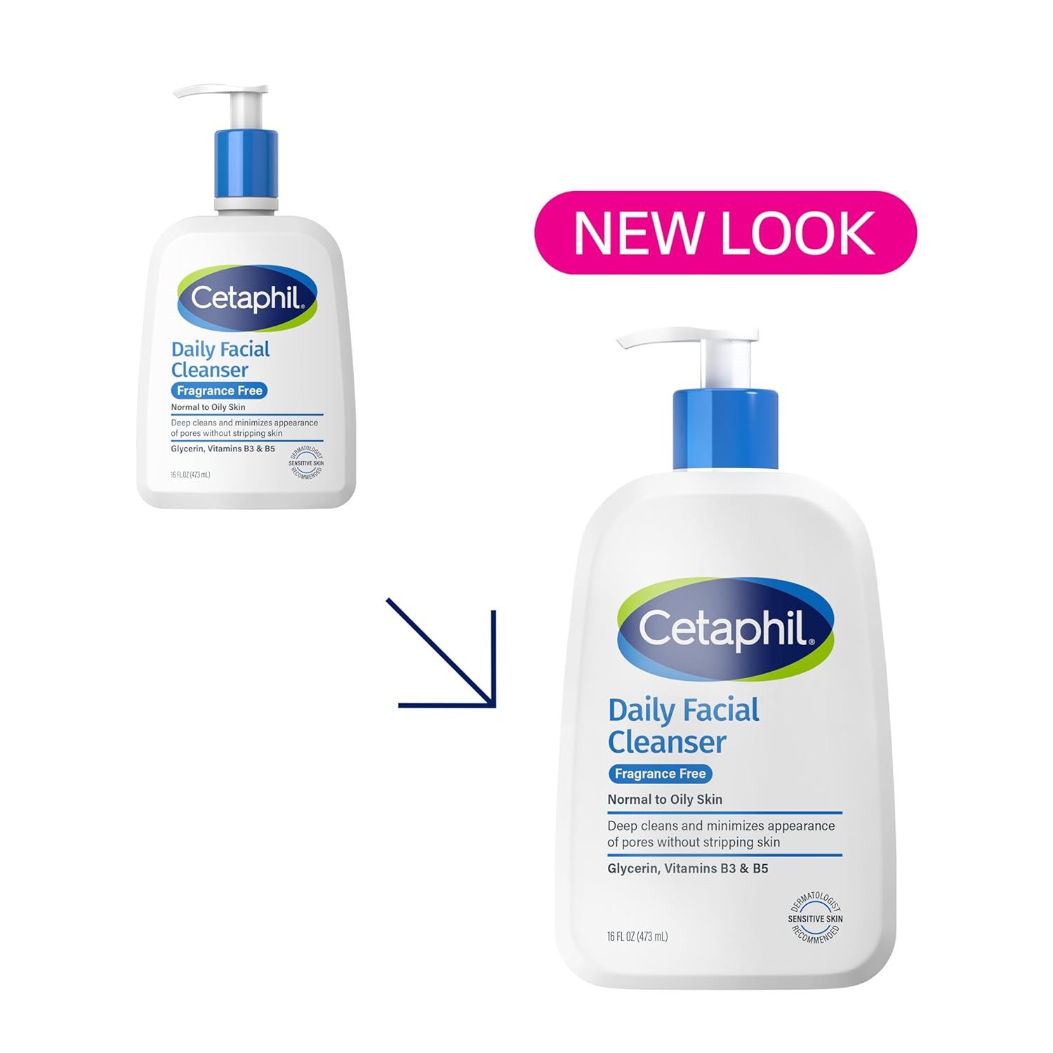 Communicates to shoppers that the product has updated packaging while the product itself remains the same, reducing confusion and building confidence in the purchase.