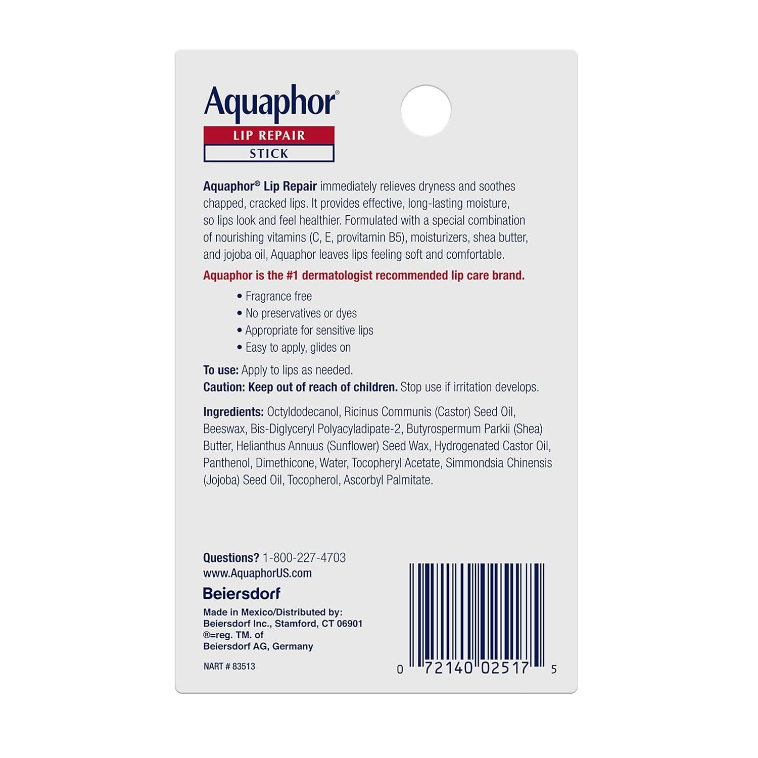 Communicates multiple product benefits and features including professional endorsement, ingredient safety, and ease of use to build trust and demonstrate comprehensive lip care value.