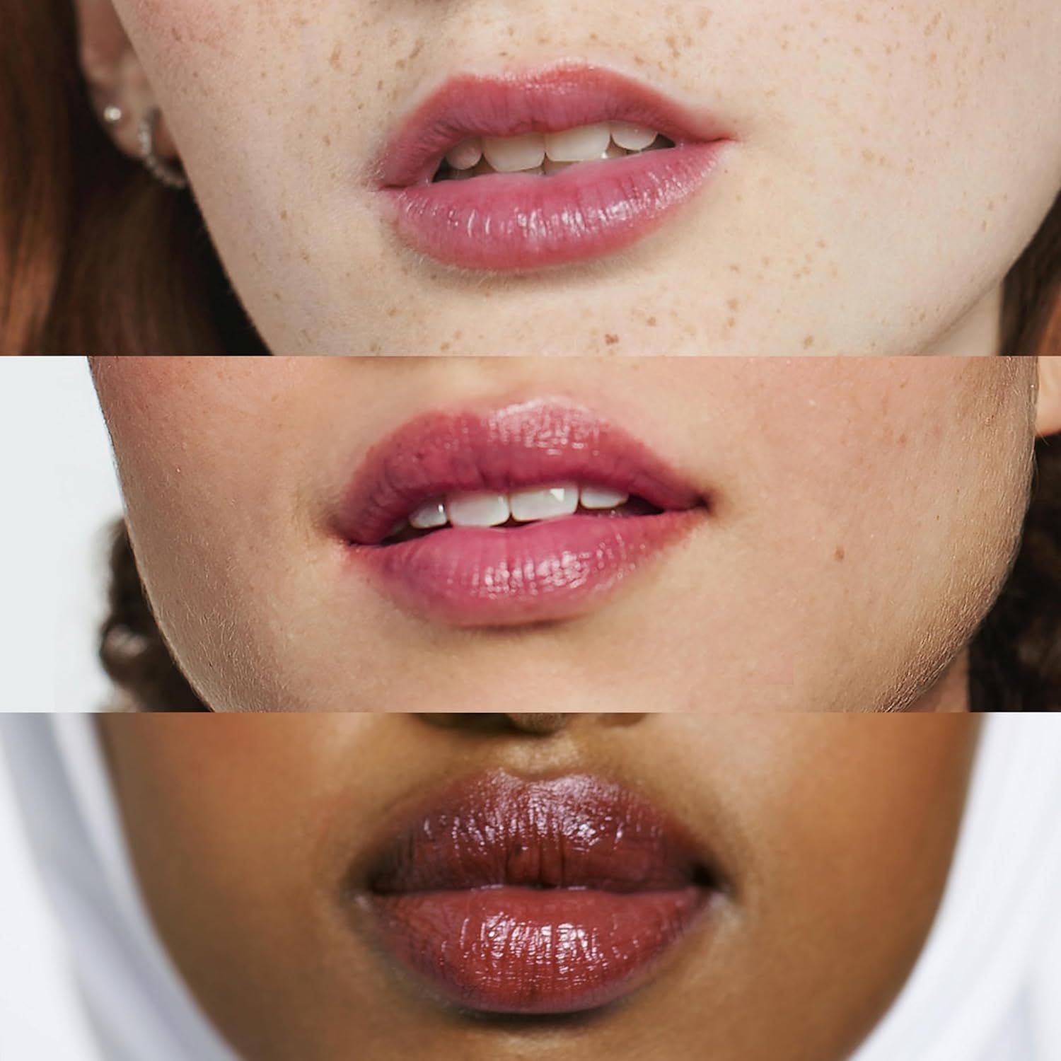 Displays the brand's lipstick product line across multiple shades and skin tones to help shoppers visualize color options and choose the right shade for them.