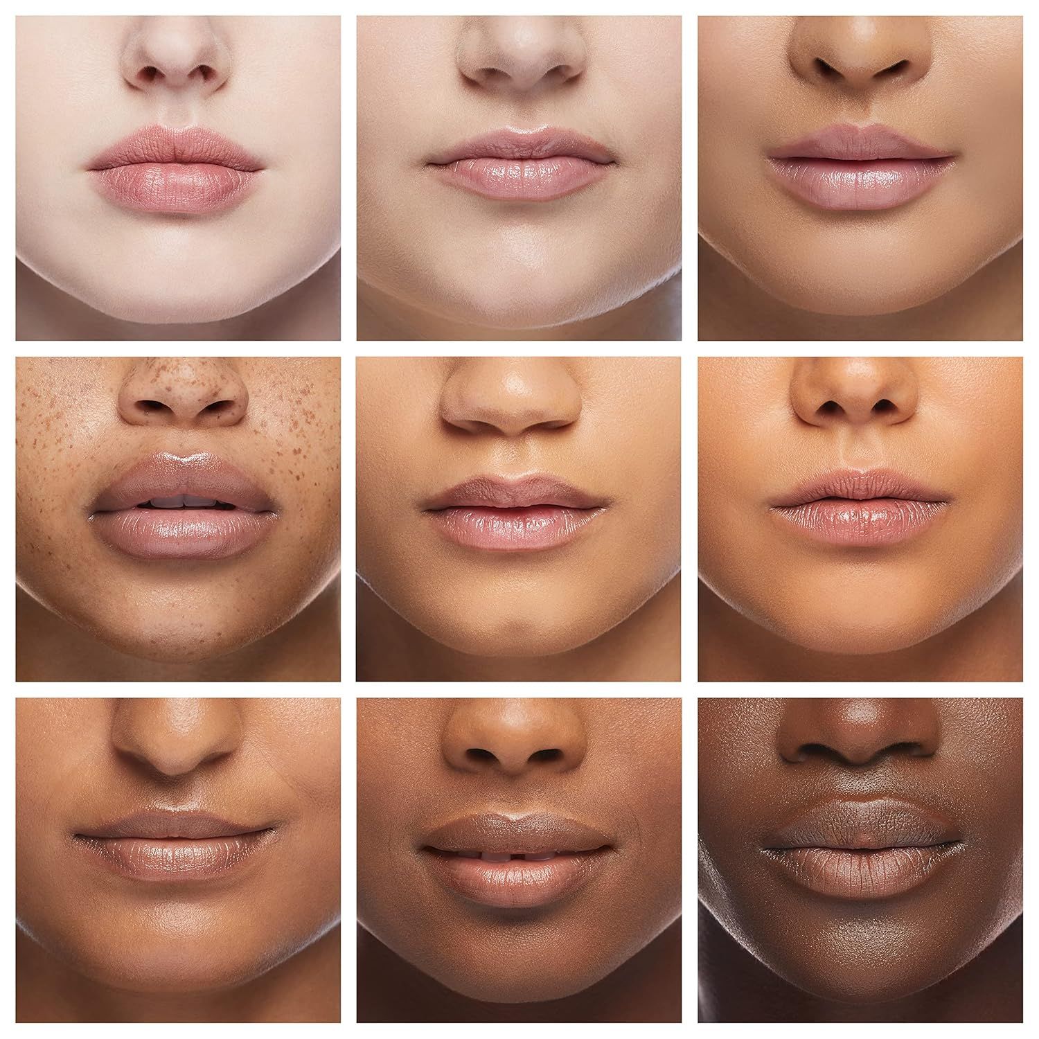 Demonstrates the product's versatility across diverse skin tones to reassure shoppers that the product works for everyone and help them visualize the shade on their own skin tone.