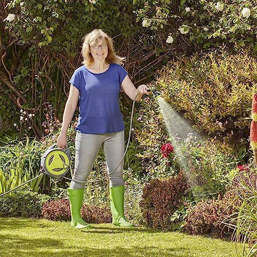 Demonstrates the product in a real-world garden setting to help shoppers visualize themselves using it in their own outdoor spaces.