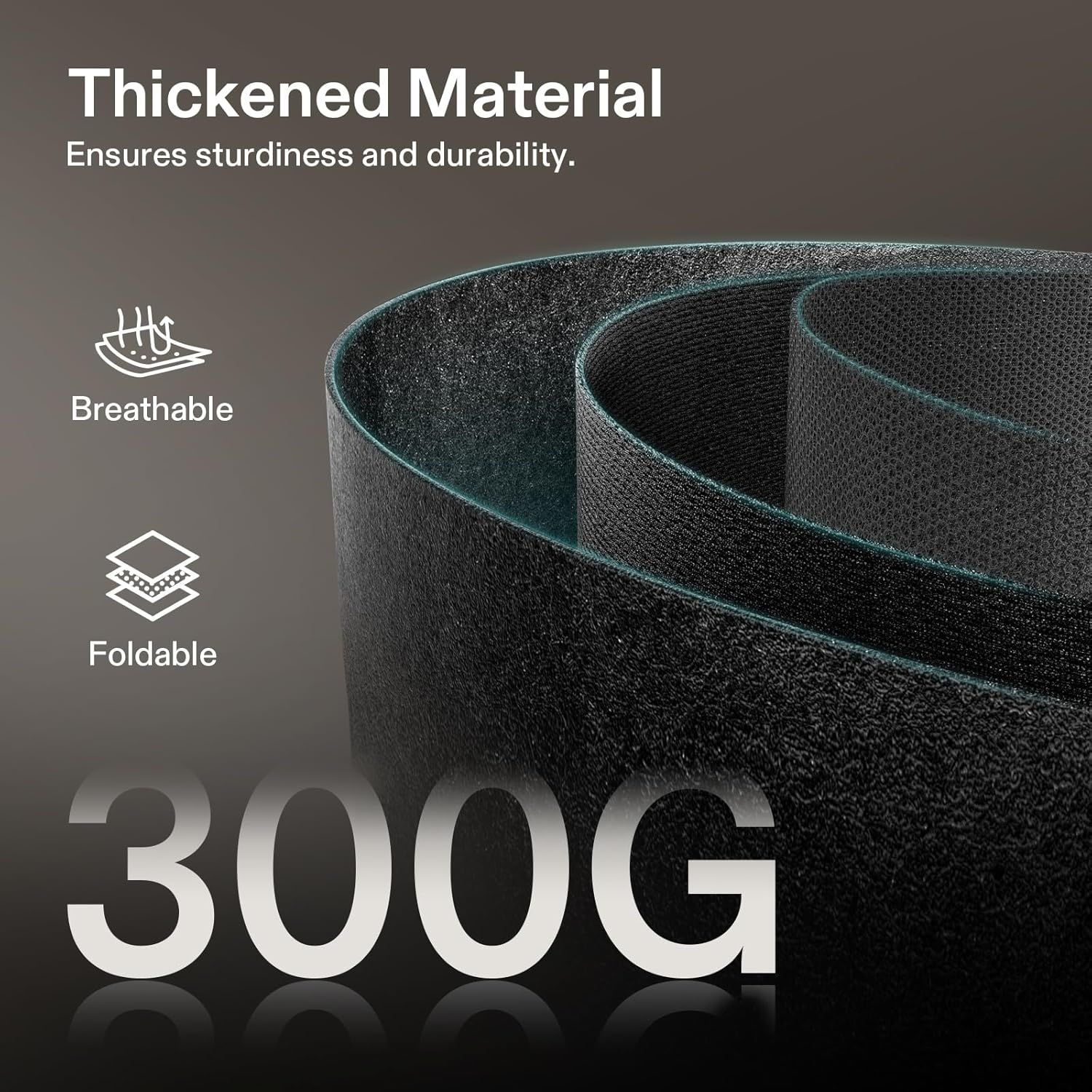 Communicates multiple product benefits including durability from thickened material, breathability, foldability for storage, and the specific weight specification to help shoppers understand the…