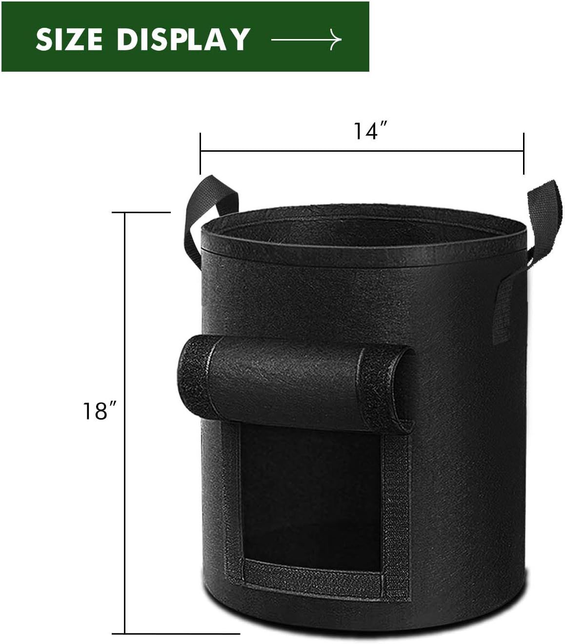 Communicates the exact physical size of the product (14 inches wide by 18 inches tall) to help shoppers understand whether it will fit their space and needs.