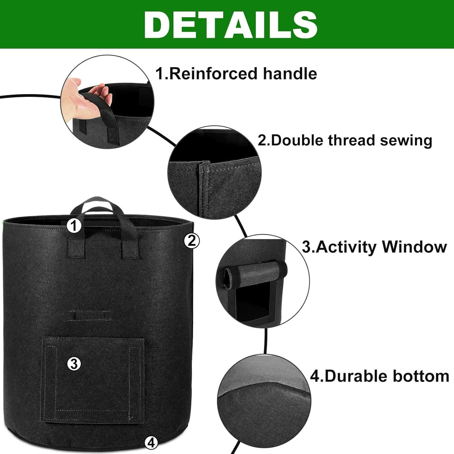 This image breaks down the physical construction and structural components of the bag to reassure shoppers about its quality and durability.
