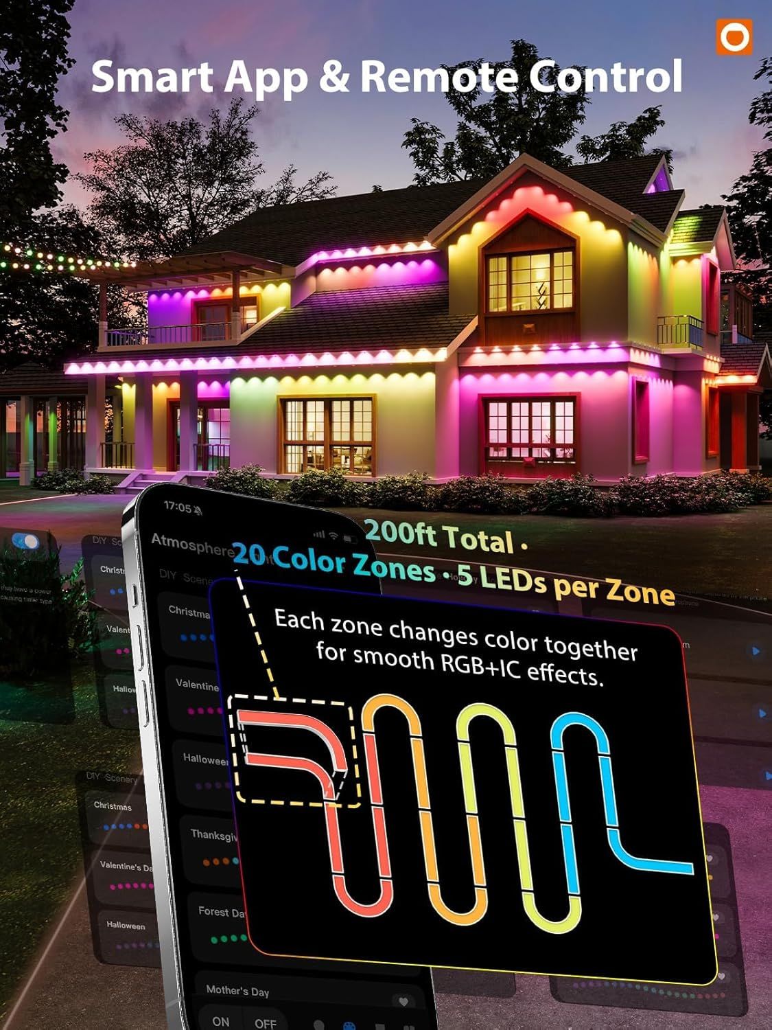 Communicates the impressive scale and technical specifications of the smart LED lighting system to demonstrate the product's extensive coverage and customization capabilities. Highlights the…