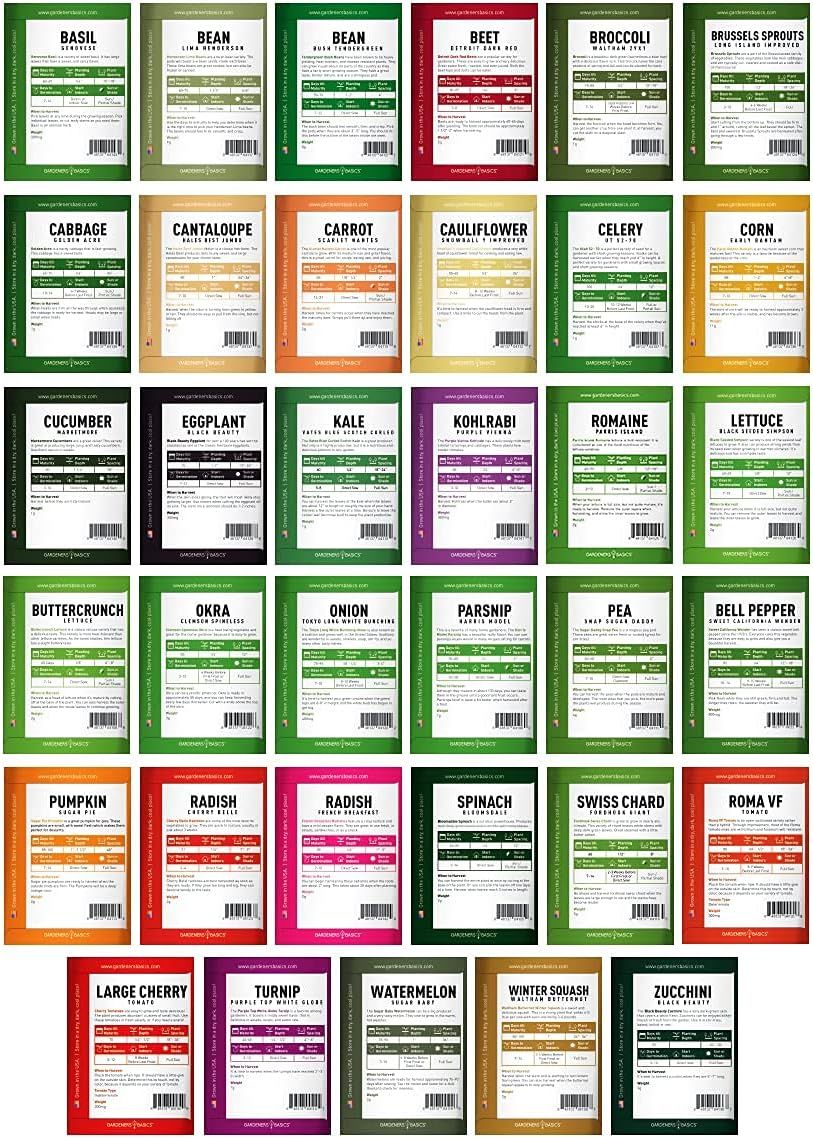 Displays the brand's full product lineup of vegetable seed varieties to help shoppers explore options and understand the breadth of the brand's offerings.