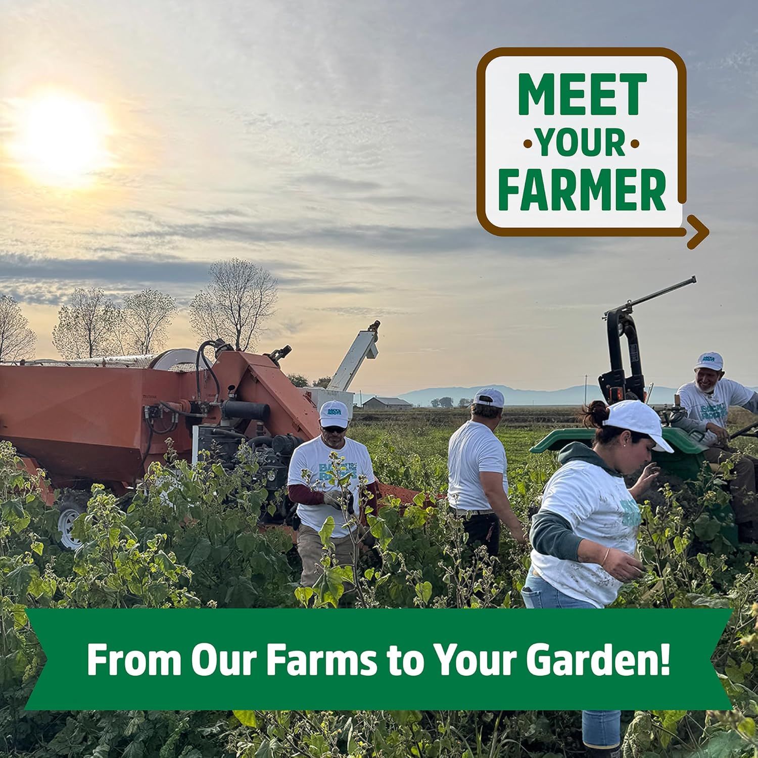 Communicates the brand's farm-to-table story and transparency by inviting shoppers to meet the farmers who grow the product, building trust and emotional connection through origin storytelling.