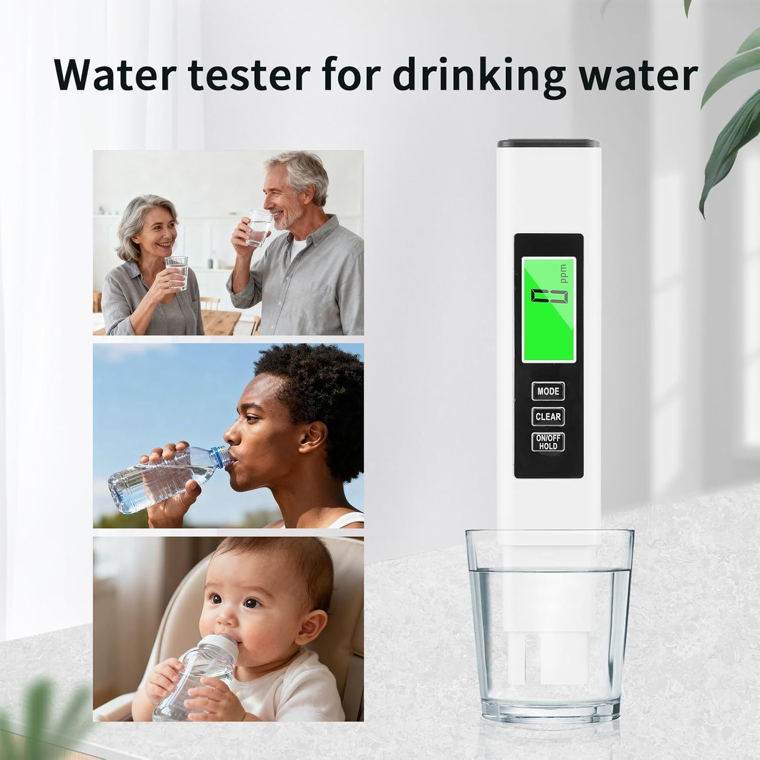 Demonstrates that the water tester is suitable for all family members across different age groups and lifestyles, reassuring shoppers about its universal applicability for ensuring safe drinking…