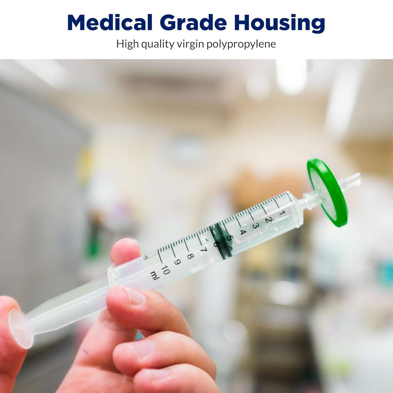 Communicates that the product is made from medical-grade, high-quality virgin polypropylene to reassure shoppers about safety, quality standards, and material purity. Highlights the premium material…