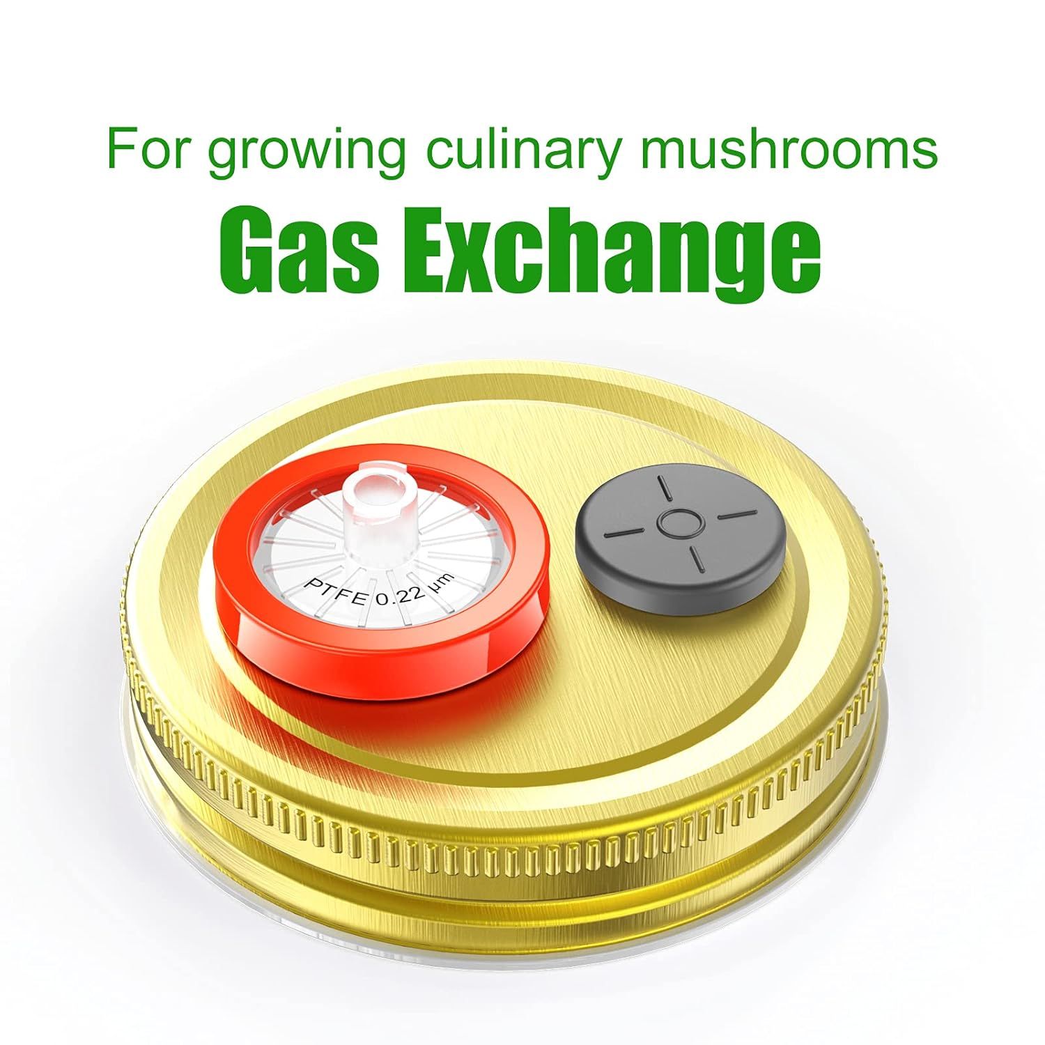 Communicates that this lid enables proper gas exchange for growing culinary mushrooms, reassuring shoppers that the product is designed for effective mushroom cultivation.