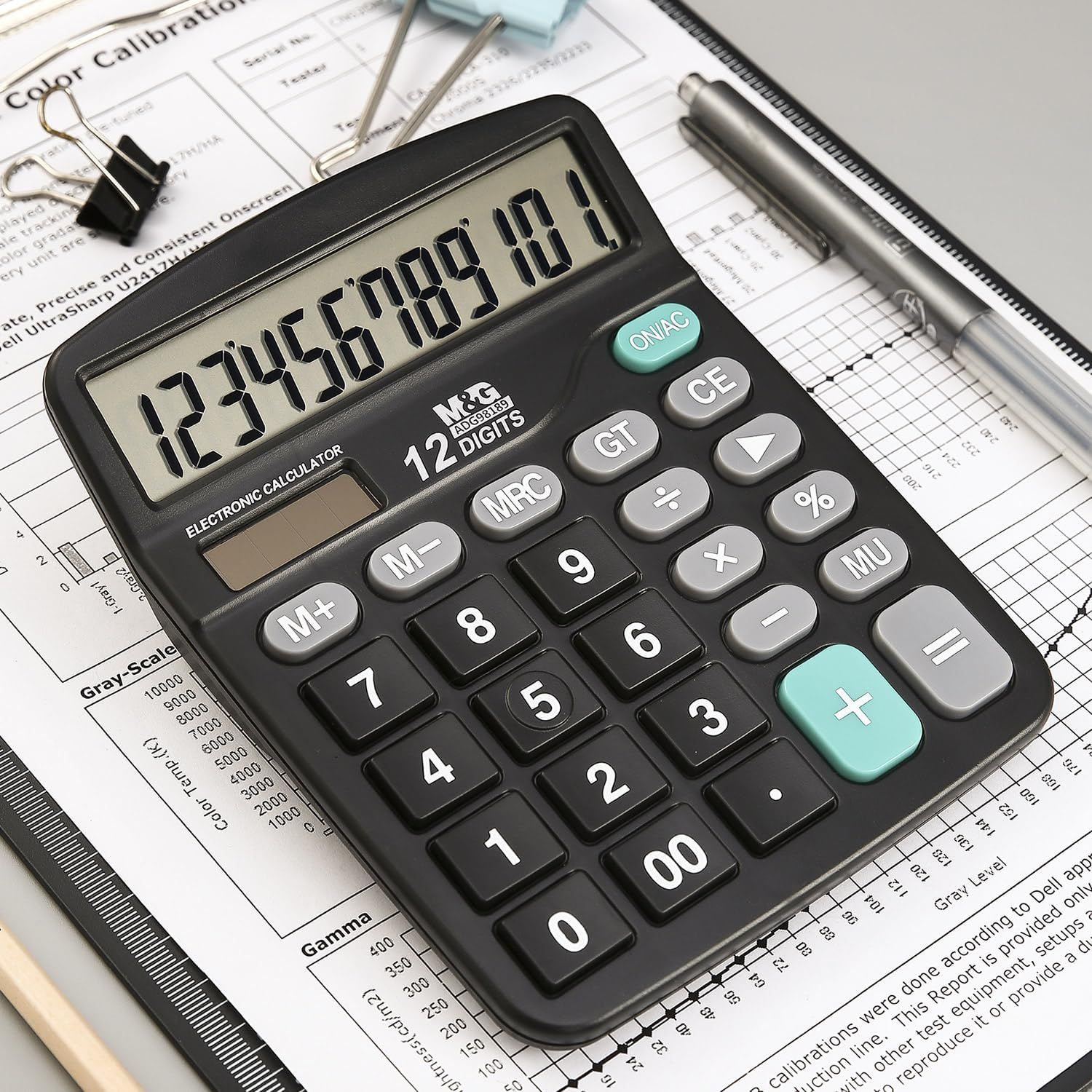 Provides a clean, catalog-style view of the calculator product to show its design, display, and button layout clearly.