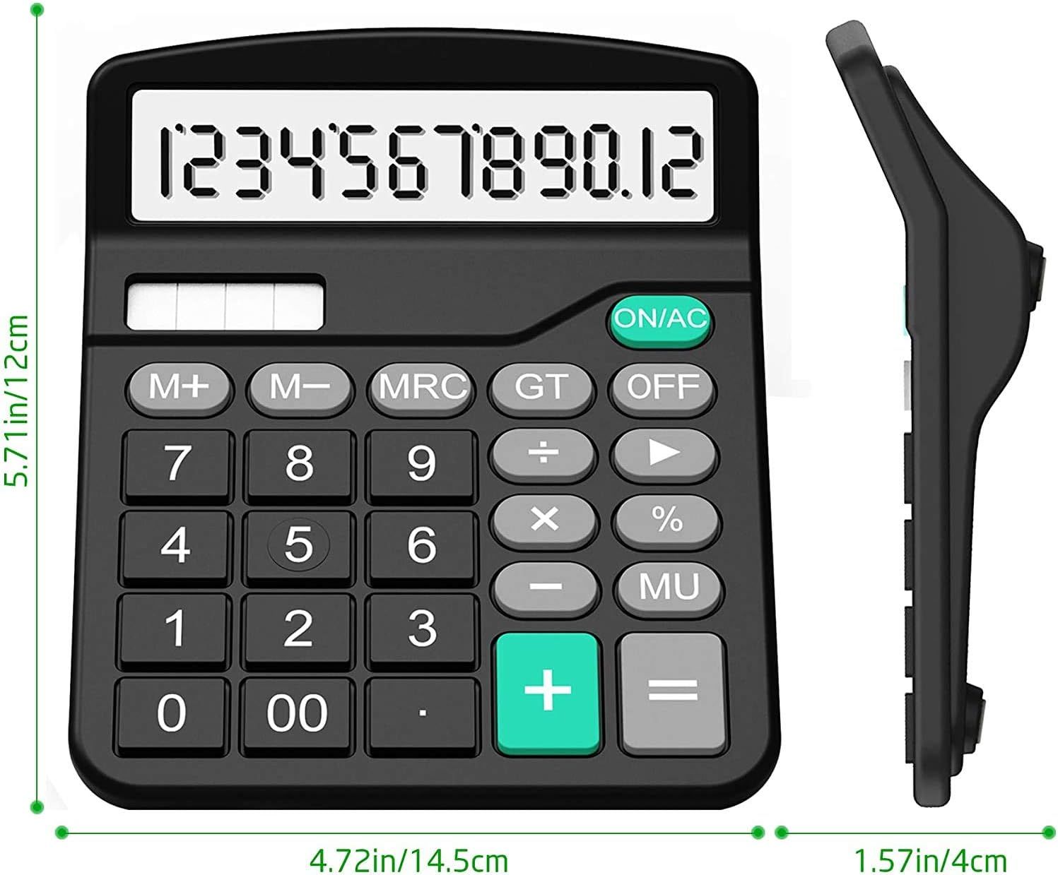 Communicates the exact physical dimensions of the calculator to help shoppers understand its size and portability before purchase.