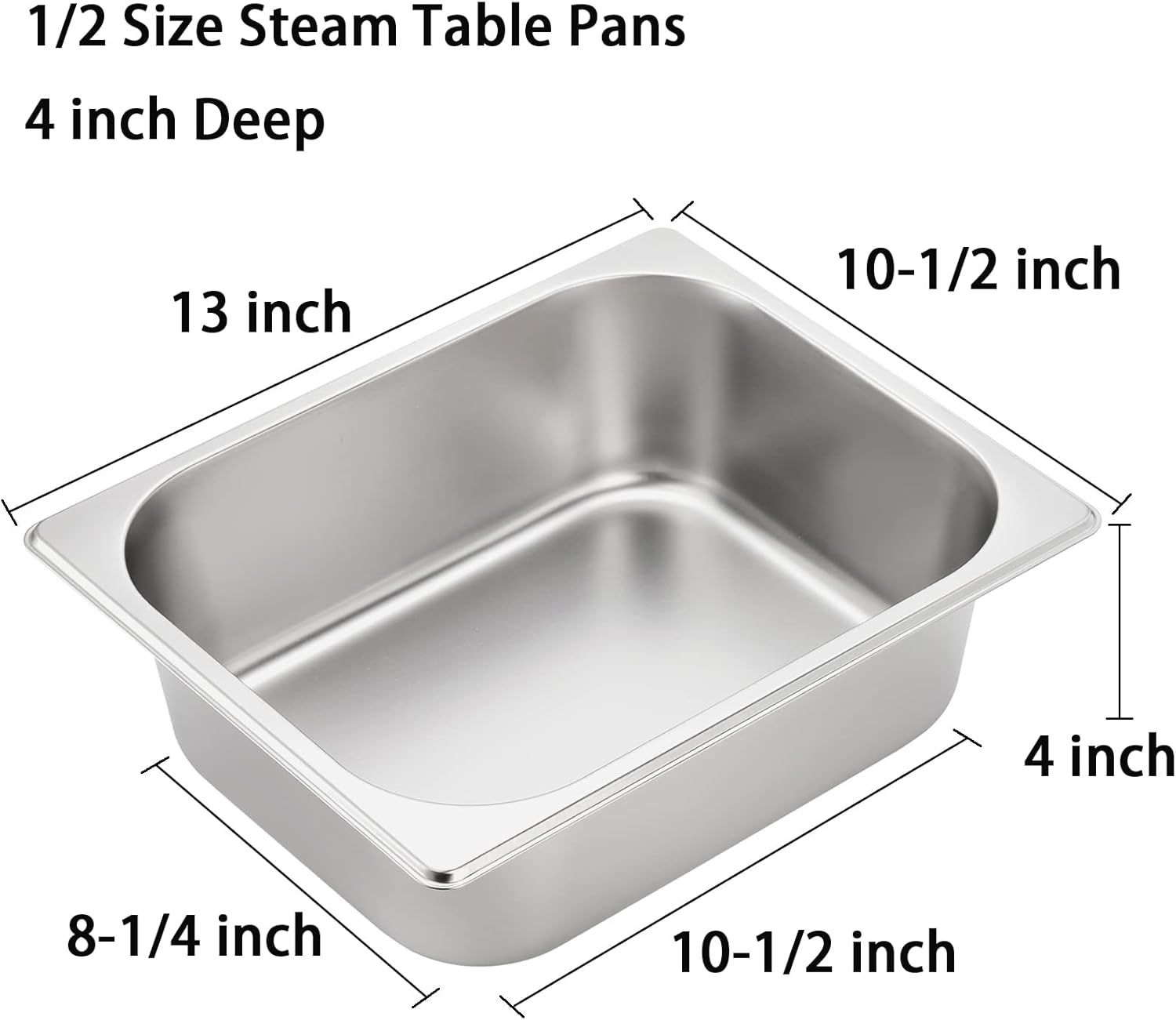 Communicates the exact physical dimensions of the steam table pan to help shoppers understand the size and ensure it fits their equipment or needs.