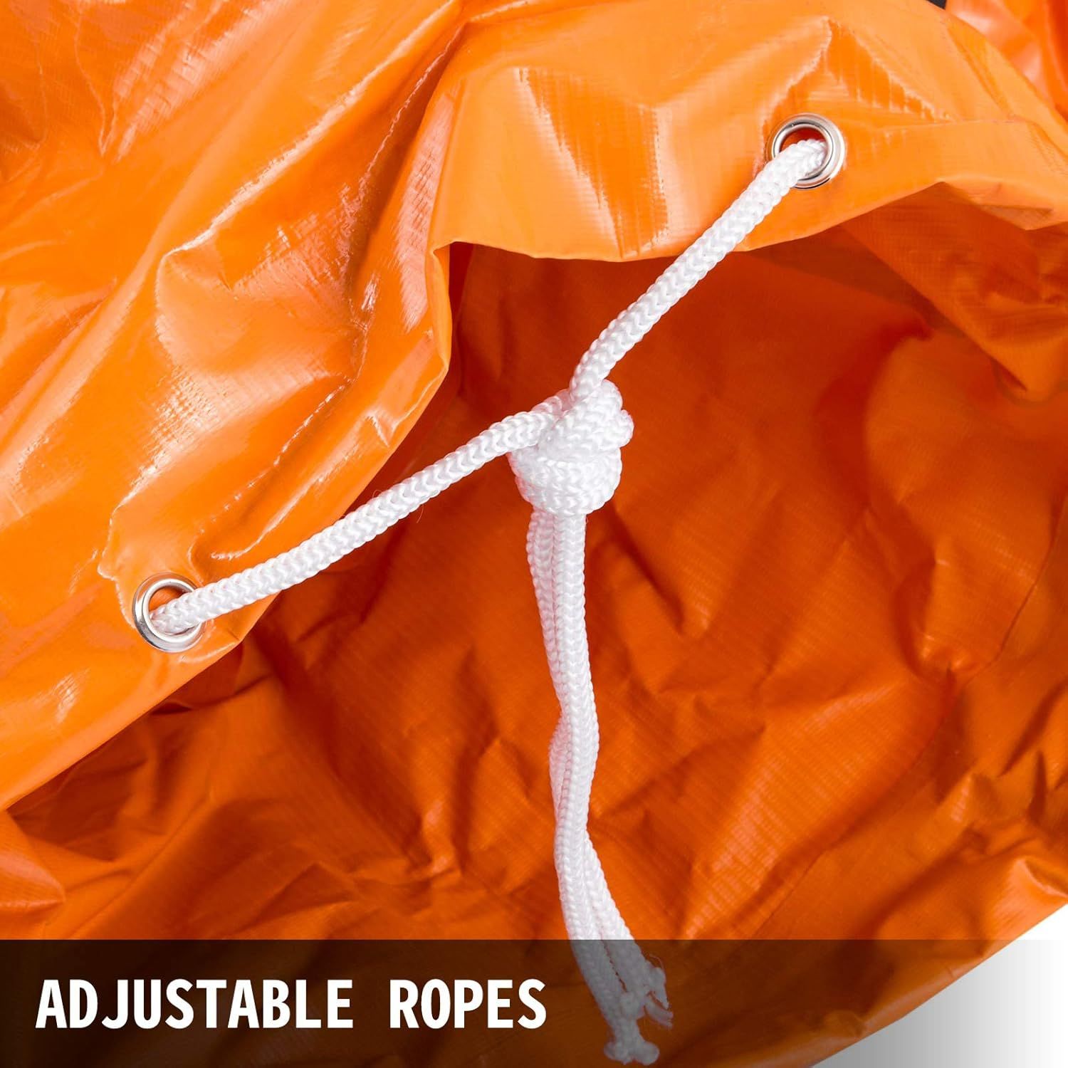 Highlights the adjustable rope feature with metal grommets to show shoppers the product's secure fastening system and customizable fit. Communicates the benefit of adjustable ropes for easy…