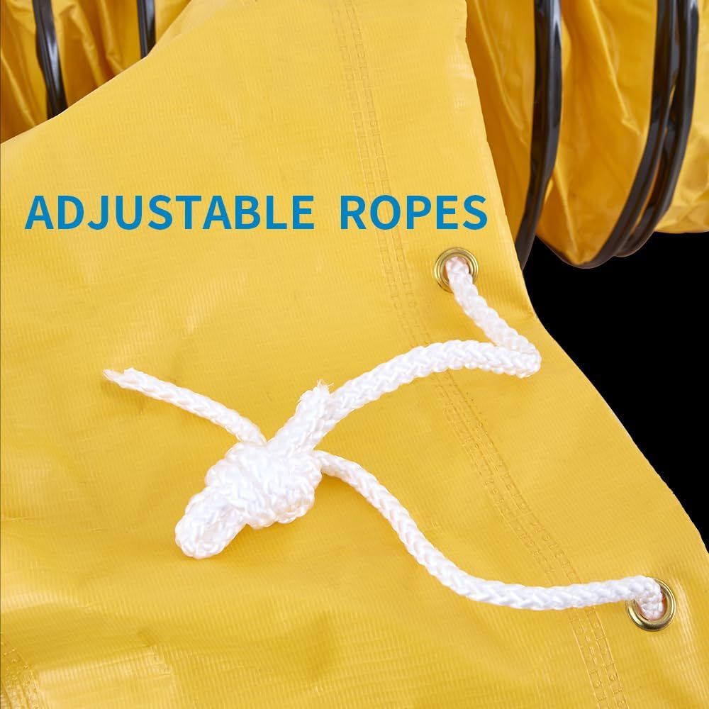 Highlights the adjustable rope feature with grommets, showing shoppers how the product can be customized or secured for different uses.