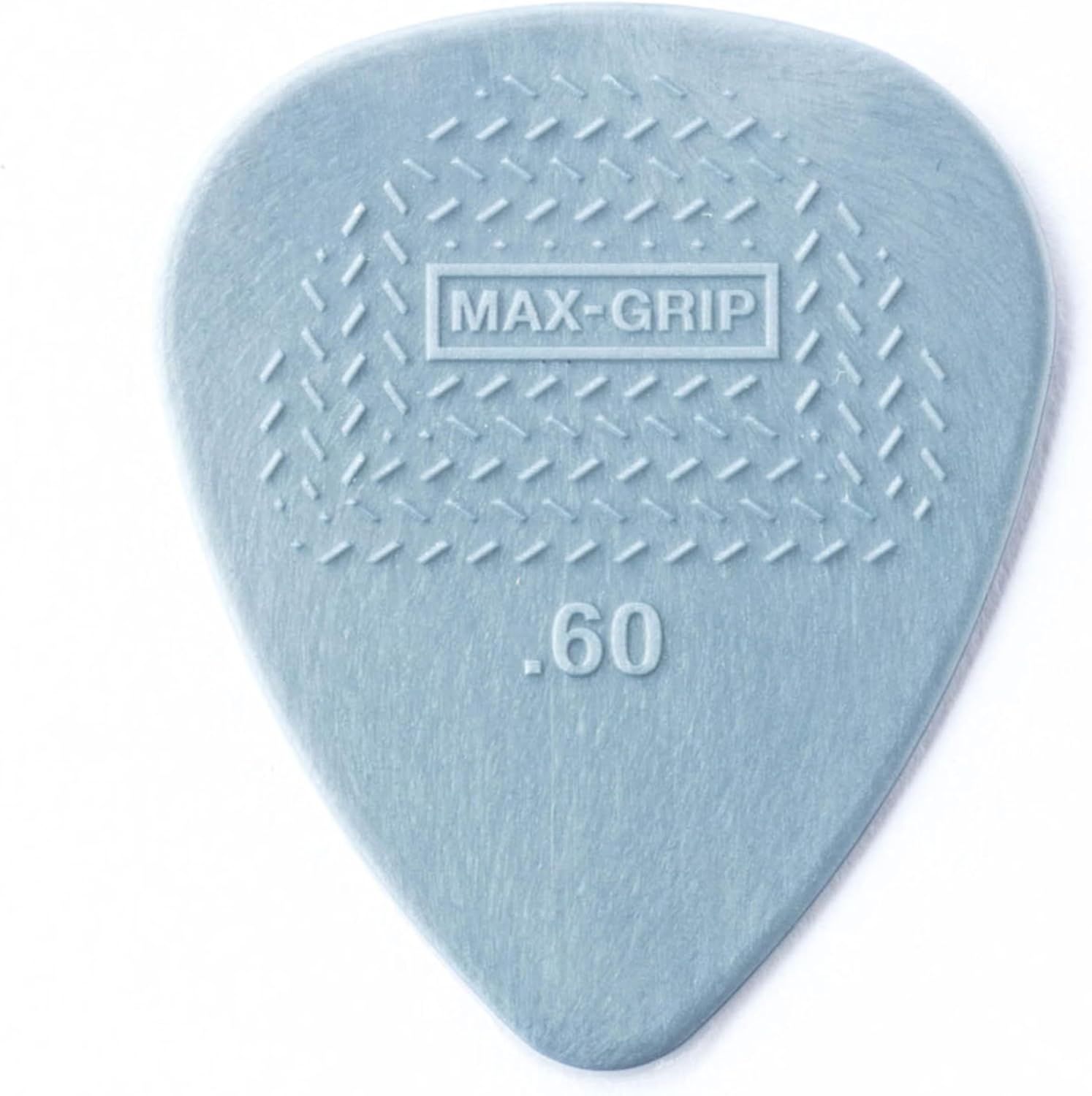 Provides a clean, catalog-style view of the guitar pick showing its textured grip surface, MAX-GRIP branding, and .60mm thickness specification.