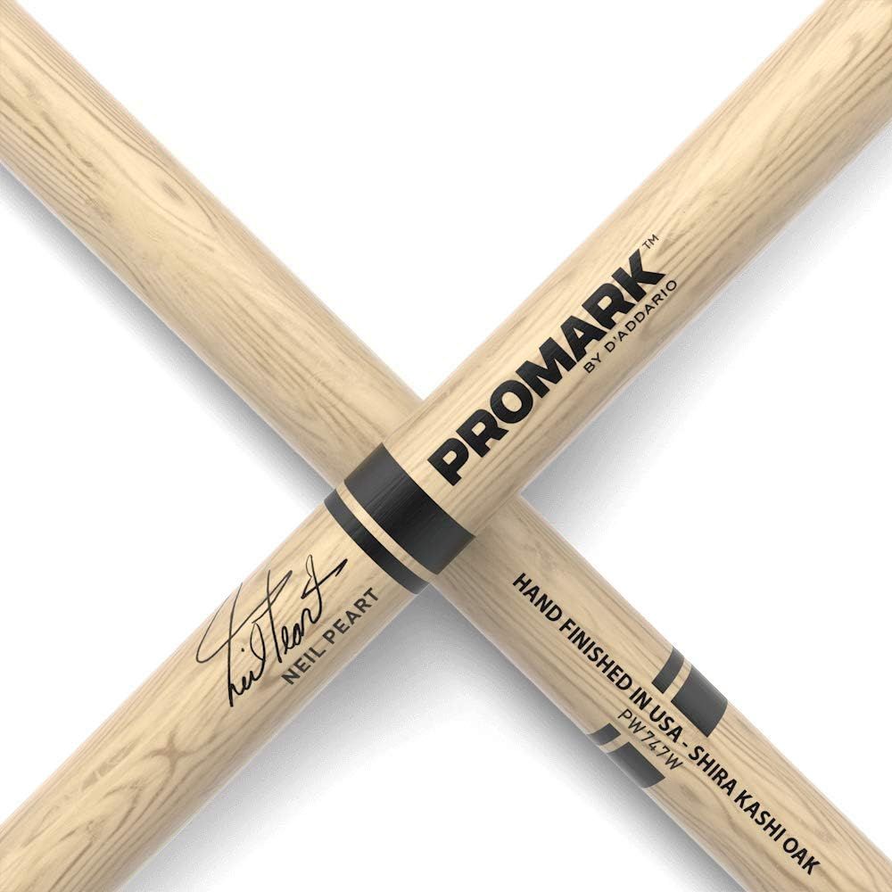 Communicates the brand identity (PROMARK by D'Addario) and emphasizes premium craftsmanship through signature endorsement and material quality to build trust and brand recognition.