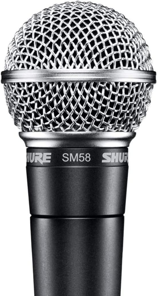 Provides a clean, catalog-style view of the Shure SM58 microphone on a white background, allowing shoppers to see the product's physical appearance and design details without distractions.