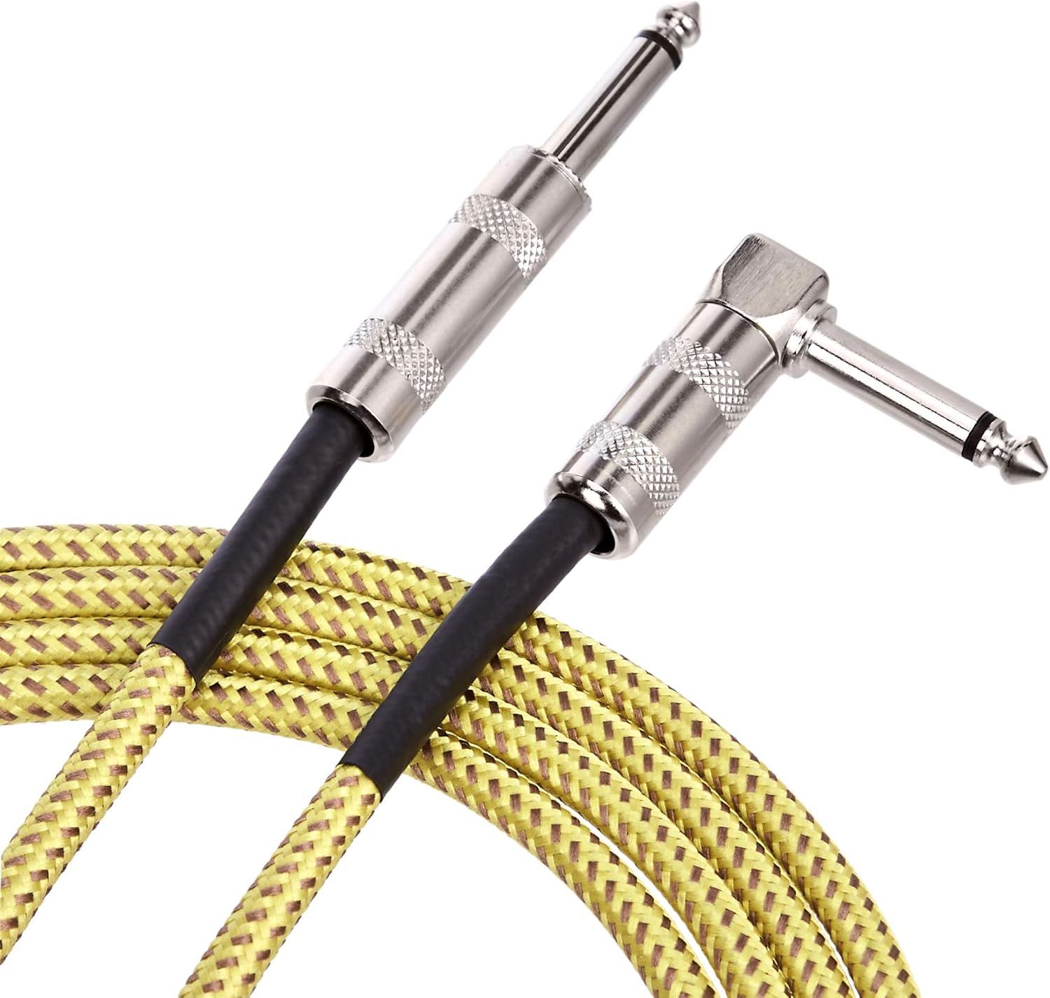 Provides a clean, catalog-style view of the guitar cable with connectors on a white background, allowing shoppers to see the product clearly without distractions.