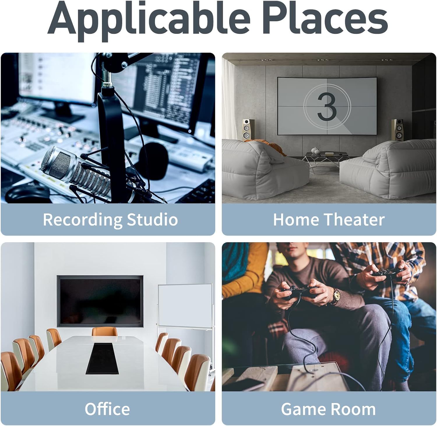 Demonstrates the product's versatility by showing it can be used effectively across multiple different environments and scenarios, from professional recording studios to home entertainment and…