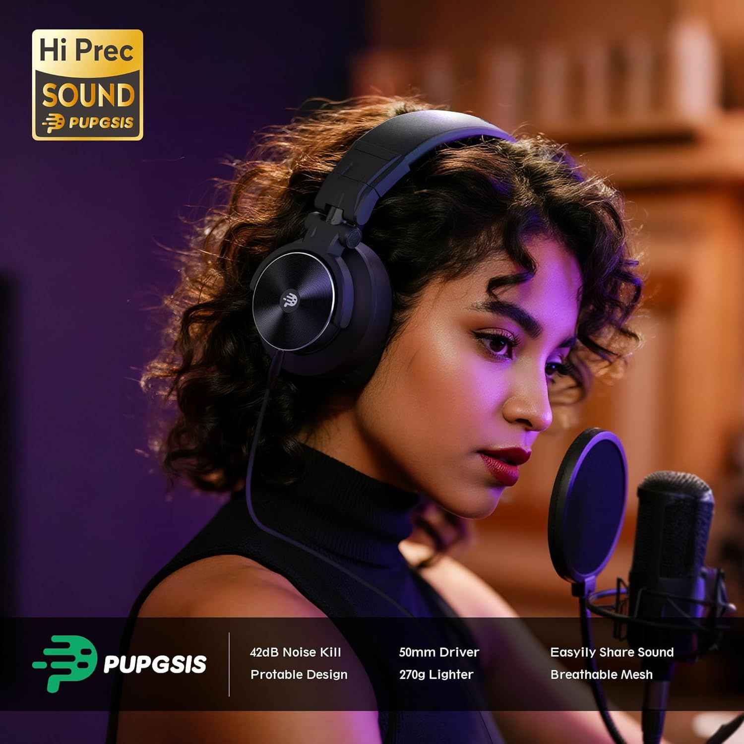 Communicates multiple key selling benefits of the headphones including noise cancellation, portability, audio quality, lightweight design, sound sharing capability, and comfort features to…