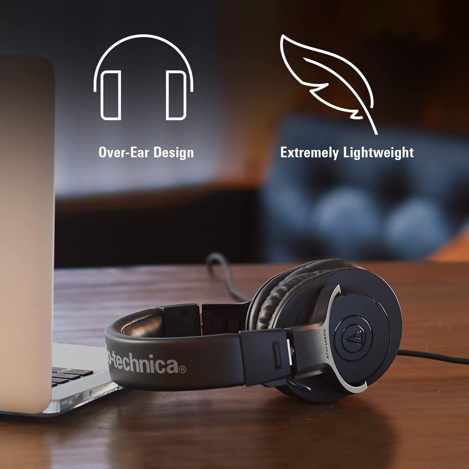 Highlights two distinct product benefits—the over-ear design for comfort and coverage, and the lightweight construction for extended wearability—to reassure shoppers that these headphones are both…