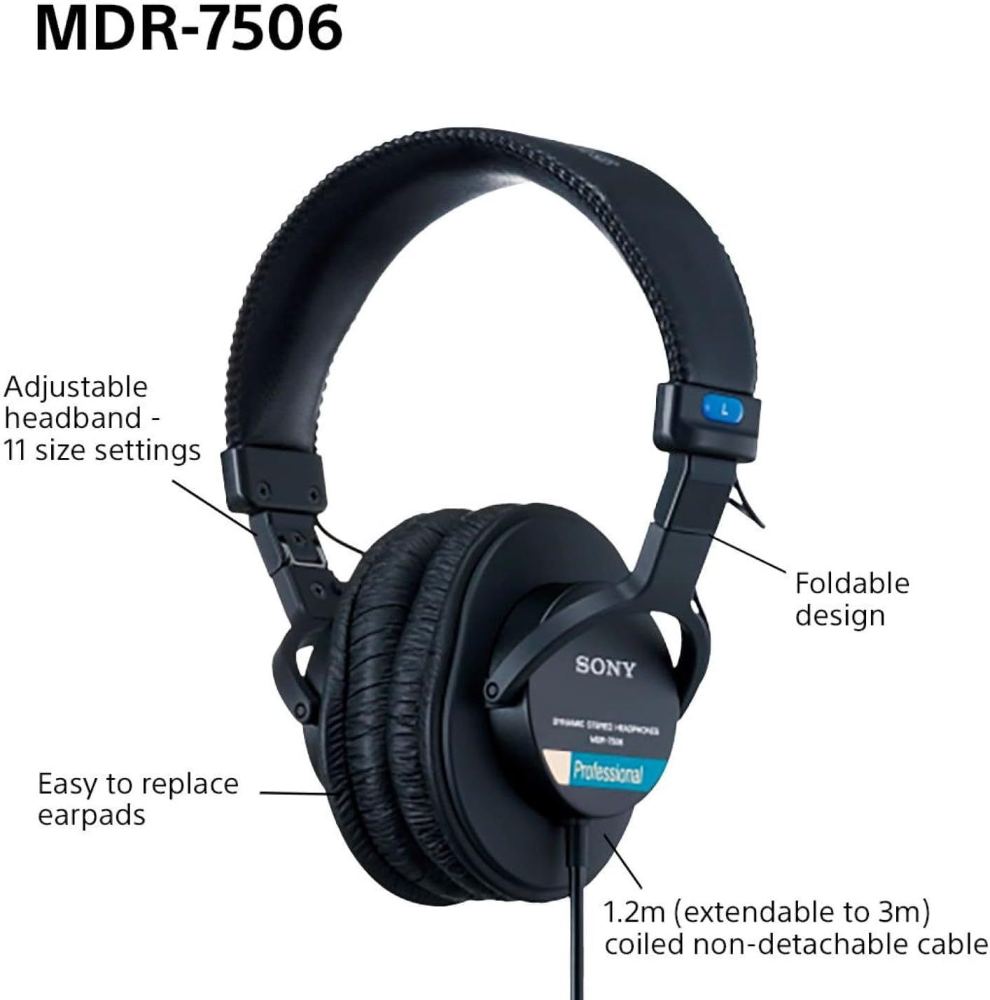 This image breaks down the physical components and structural features of the headphones, helping shoppers understand the product's construction and key functional parts.