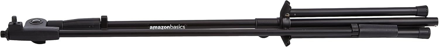 Provides a clean, catalog-style view of the collapsed tripod to show its compact form and build quality without distractions.
