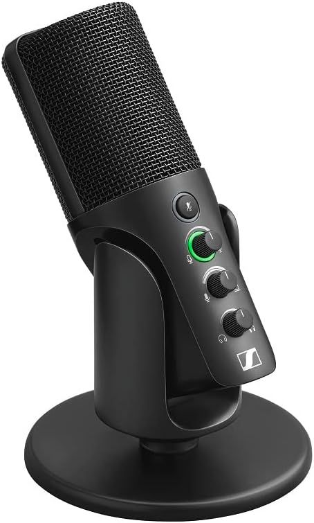Displays the microphone product on a clean white background to provide a clear, catalog-style view of the item without distractions.