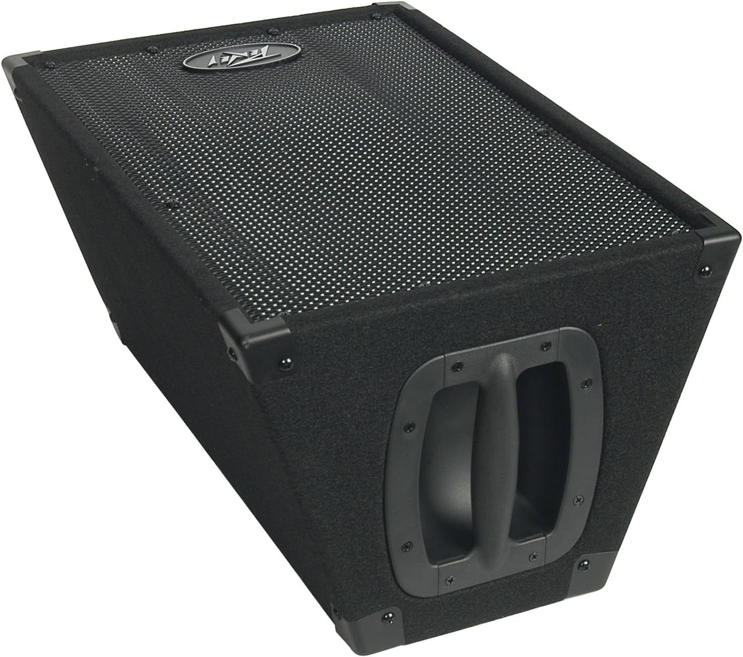 Provides a clear, unobstructed view of the speaker/monitor product from an angled perspective to show its physical form, construction, and design details.