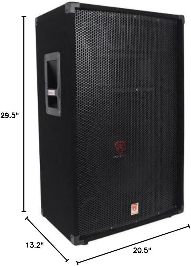 Communicates the exact physical dimensions of the speaker (29.5" x 20.5" x 13.2") to help shoppers understand its size and determine if it fits their space or transport needs.