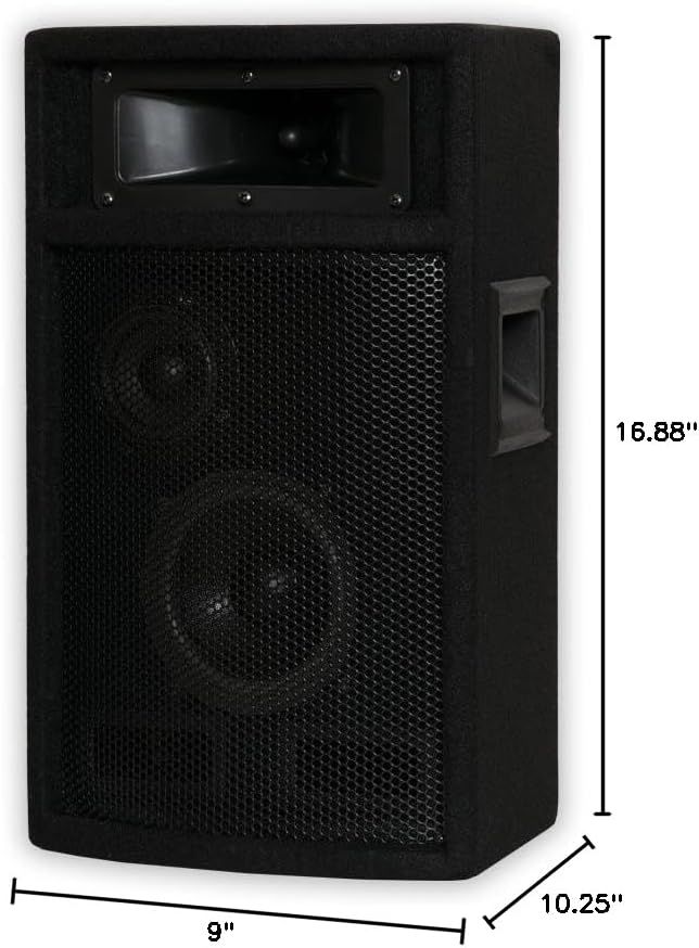 Communicates the exact physical dimensions of the speaker to help shoppers understand its size and determine if it fits their space requirements.
