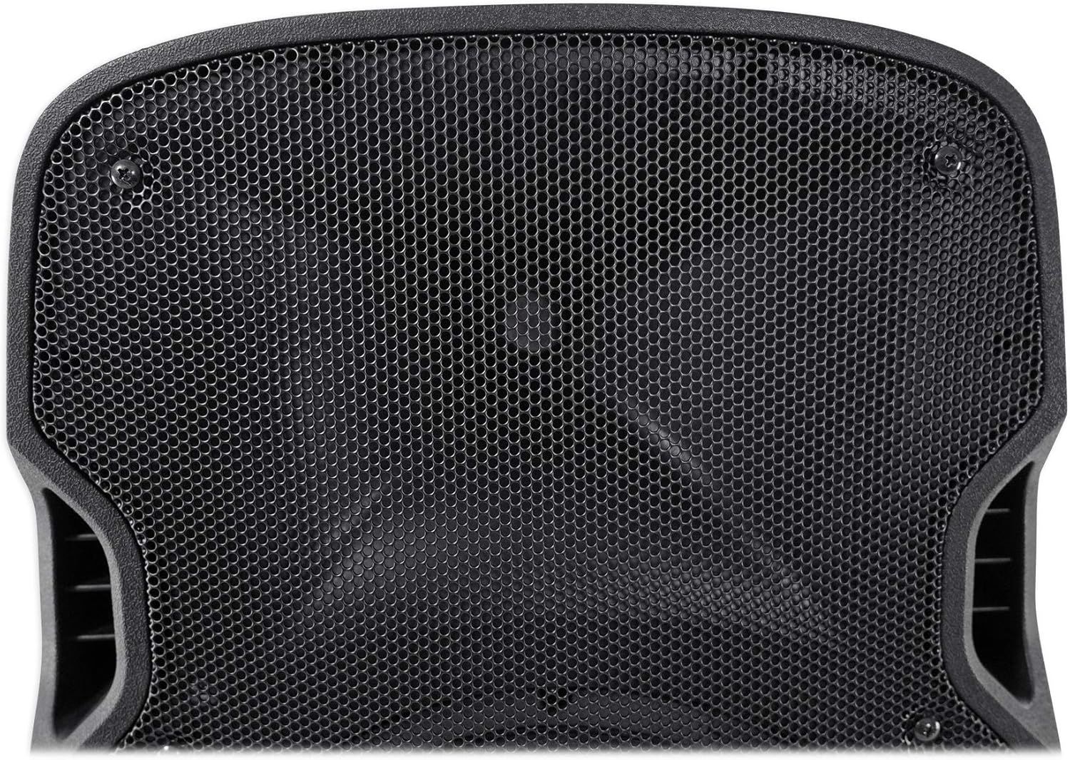 Provides a clean, catalog-style view of the speaker product showing its mesh grille texture and physical design without distractions.