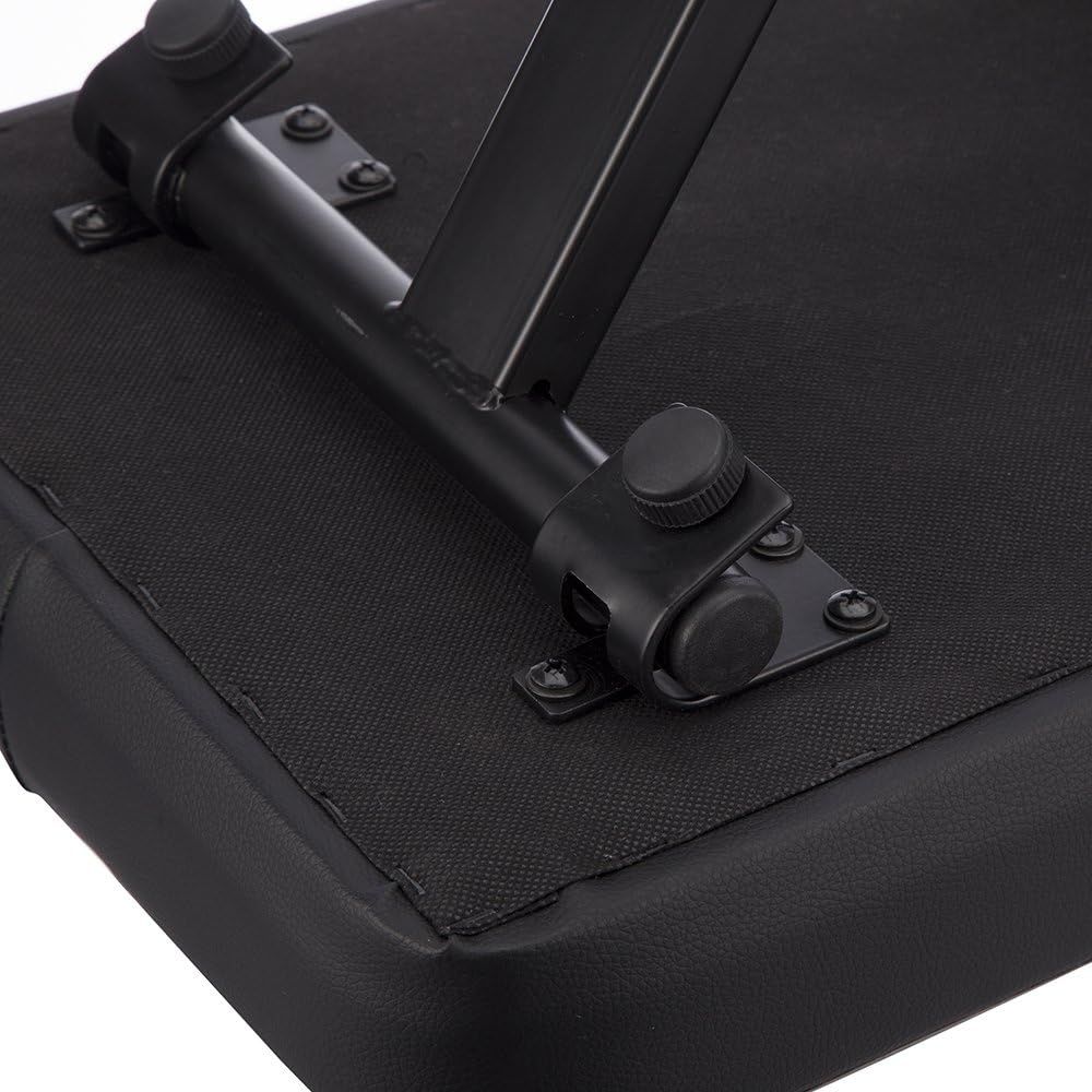 Highlights the adjustable hinge and mounting hardware to show the product's structural components and build quality.