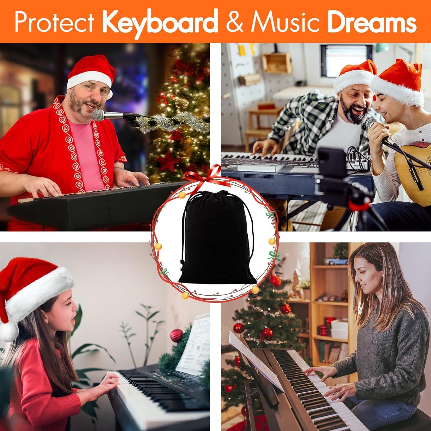 Positions the product as a perfect holiday gift for music lovers and keyboard players, using festive imagery and seasonal context to drive gifting appeal. Demonstrates the product's versatility…