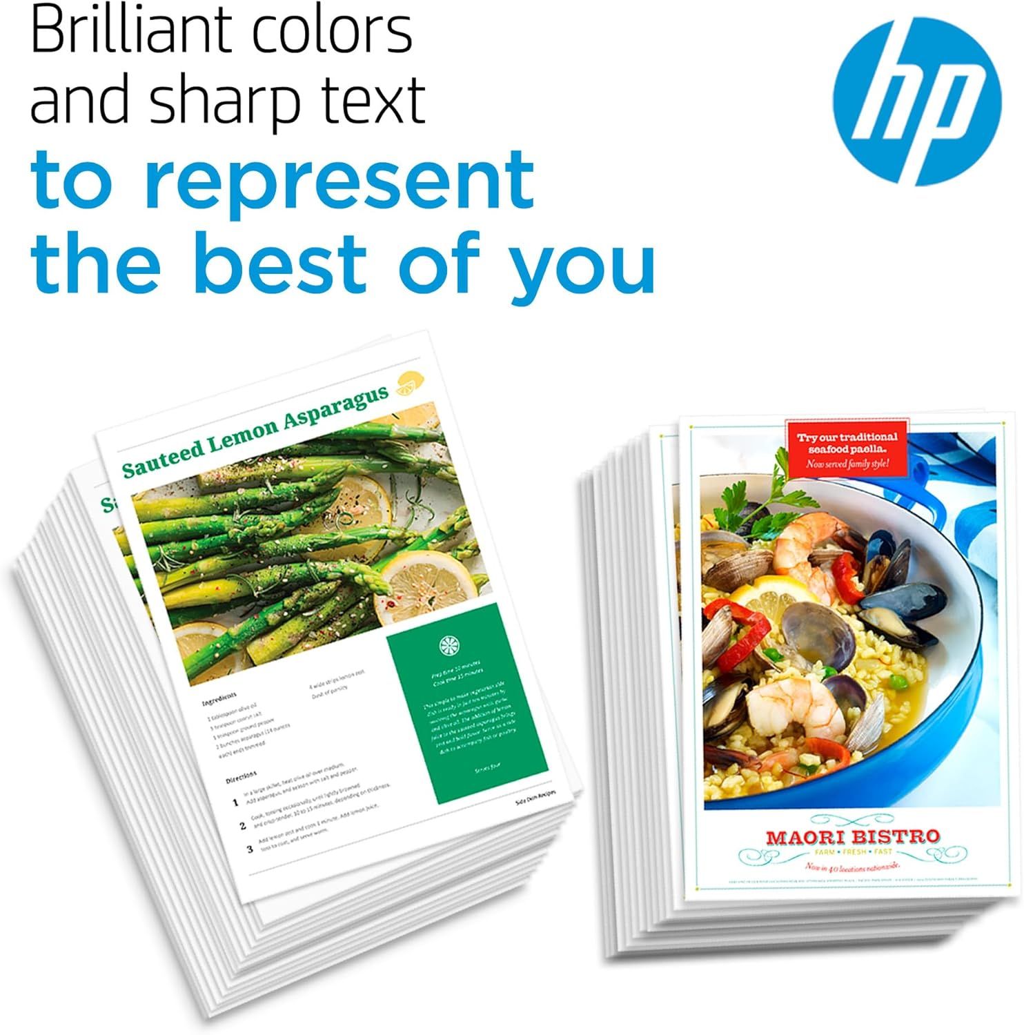 Demonstrates the printer's ability to produce high-quality prints with vibrant colors and sharp text, reassuring shoppers of professional-grade output for documents and photos.