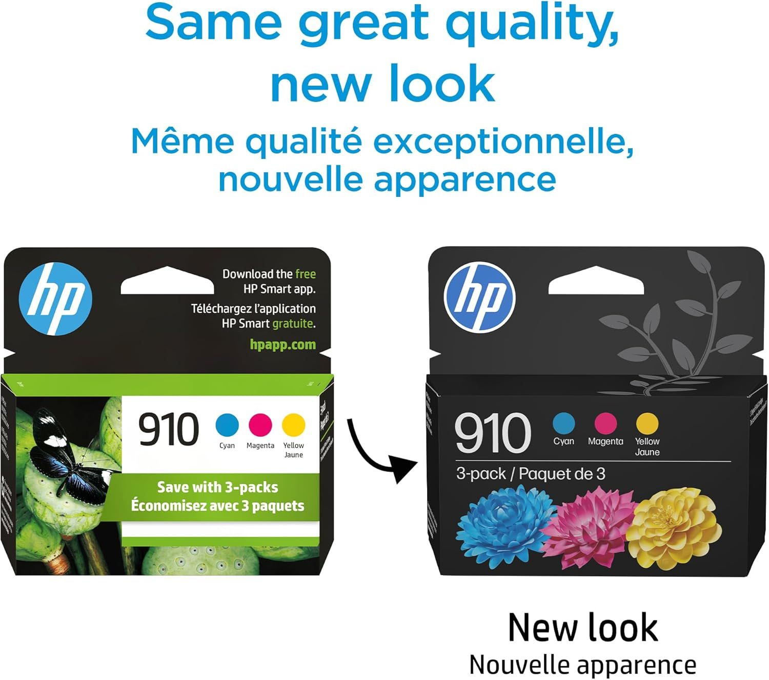Reassures customers that despite new packaging design, the HP 910 ink cartridges maintain the same quality they trust, reducing confusion during the transition.