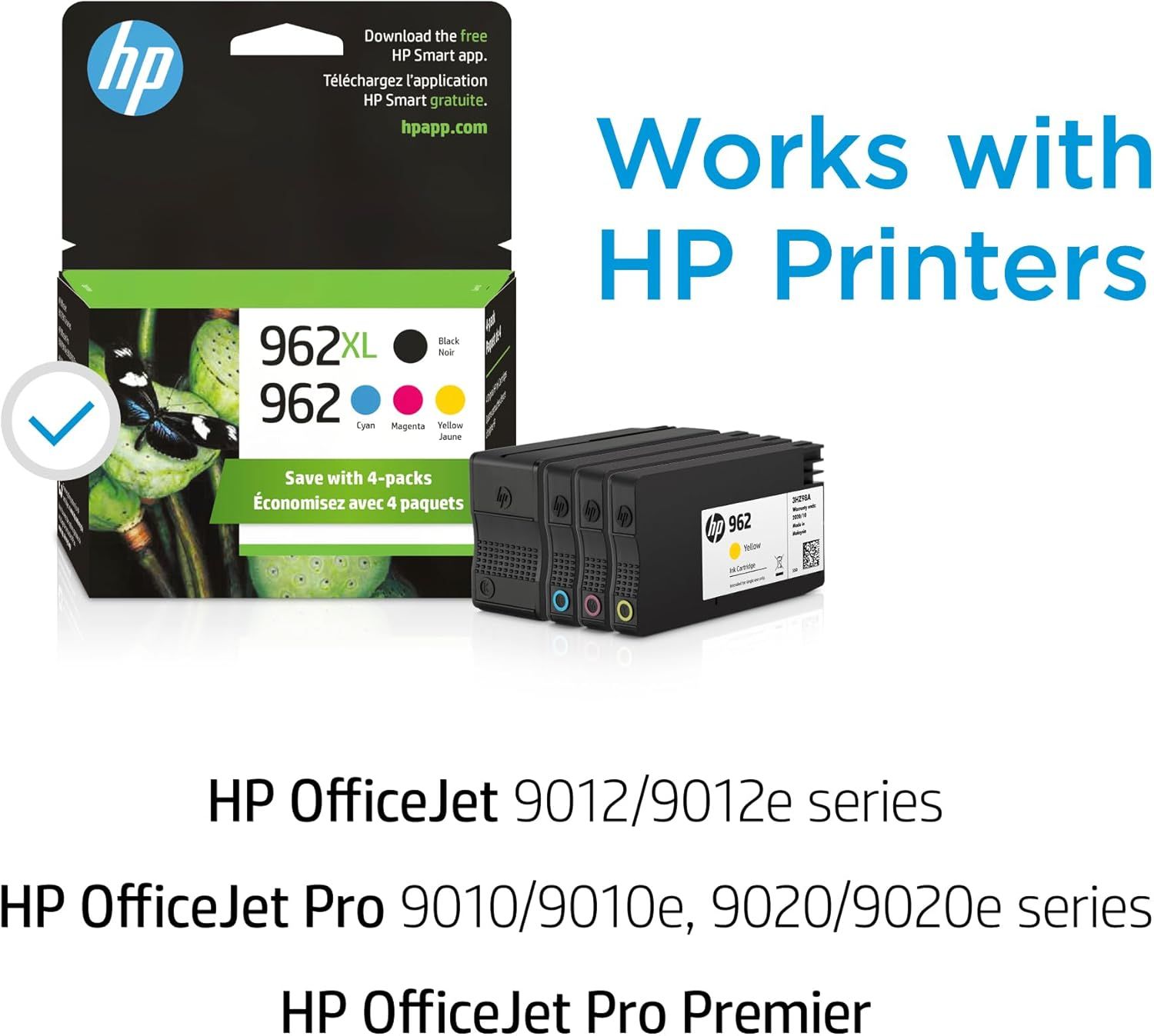 Communicates which HP printer models and series this ink cartridge is compatible with, helping shoppers confirm the product will work with their specific printer.