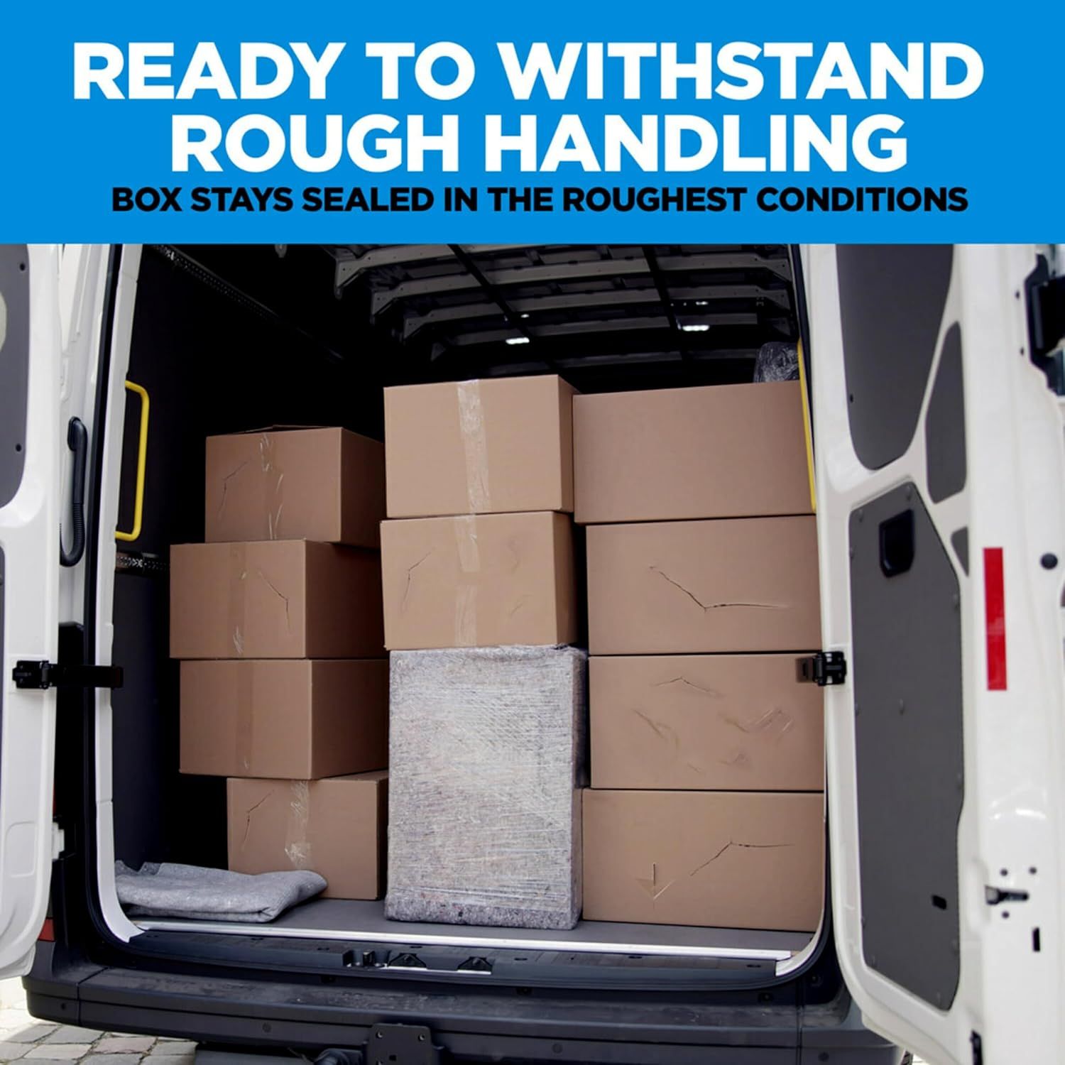 Communicates that the product packaging can withstand rough handling and harsh shipping conditions, reassuring shoppers that their items will arrive safely and intact.