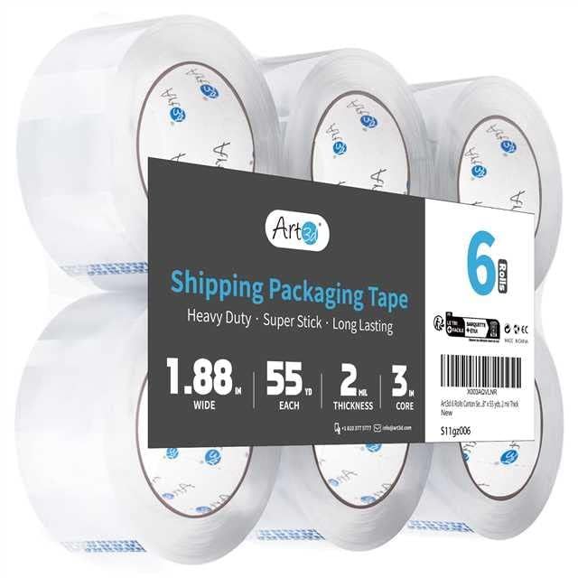 Communicates the precise dimensions and specifications of the packaging tape to help shoppers understand the product capacity and suitability for their shipping needs. Shows that the purchase…