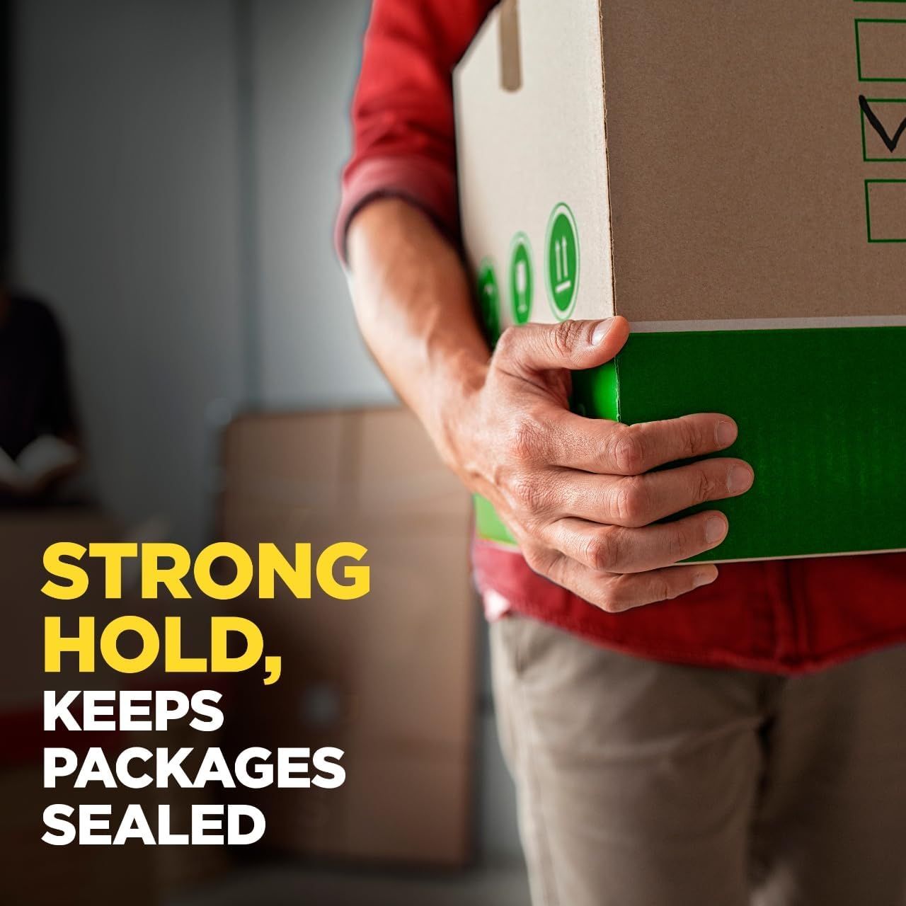 Demonstrates the product's ability to provide a strong, secure hold that keeps packages sealed during handling and transport.