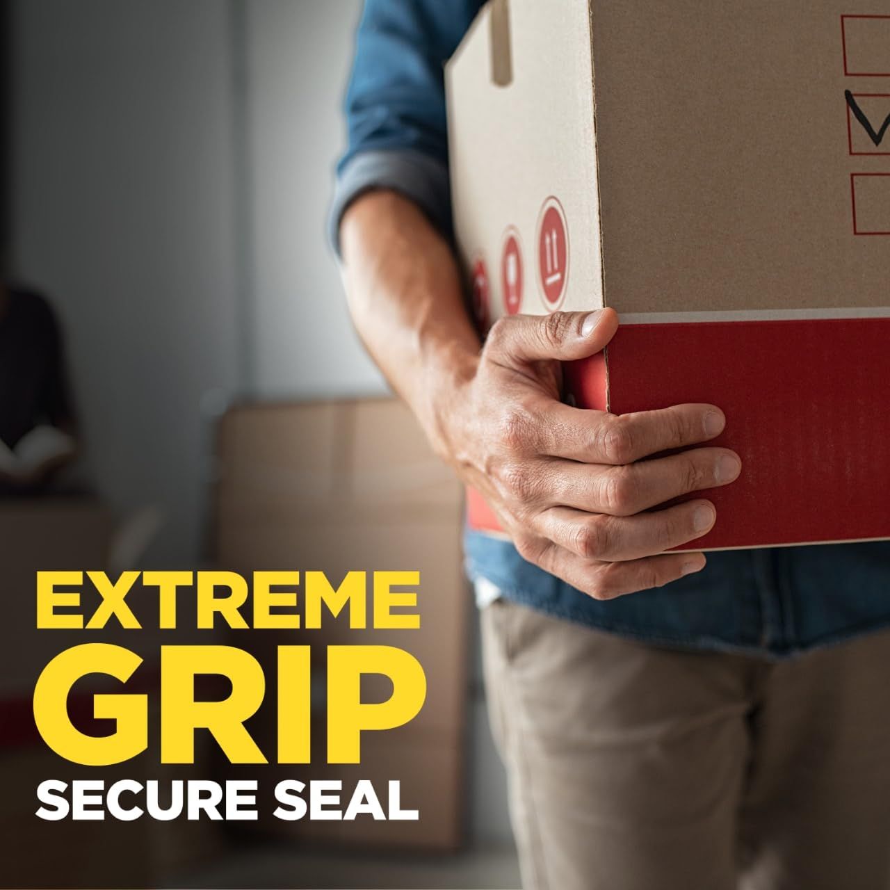 Communicates that the product provides an extremely strong grip and secure seal, reassuring shoppers that items will be held safely and securely during handling or transport.