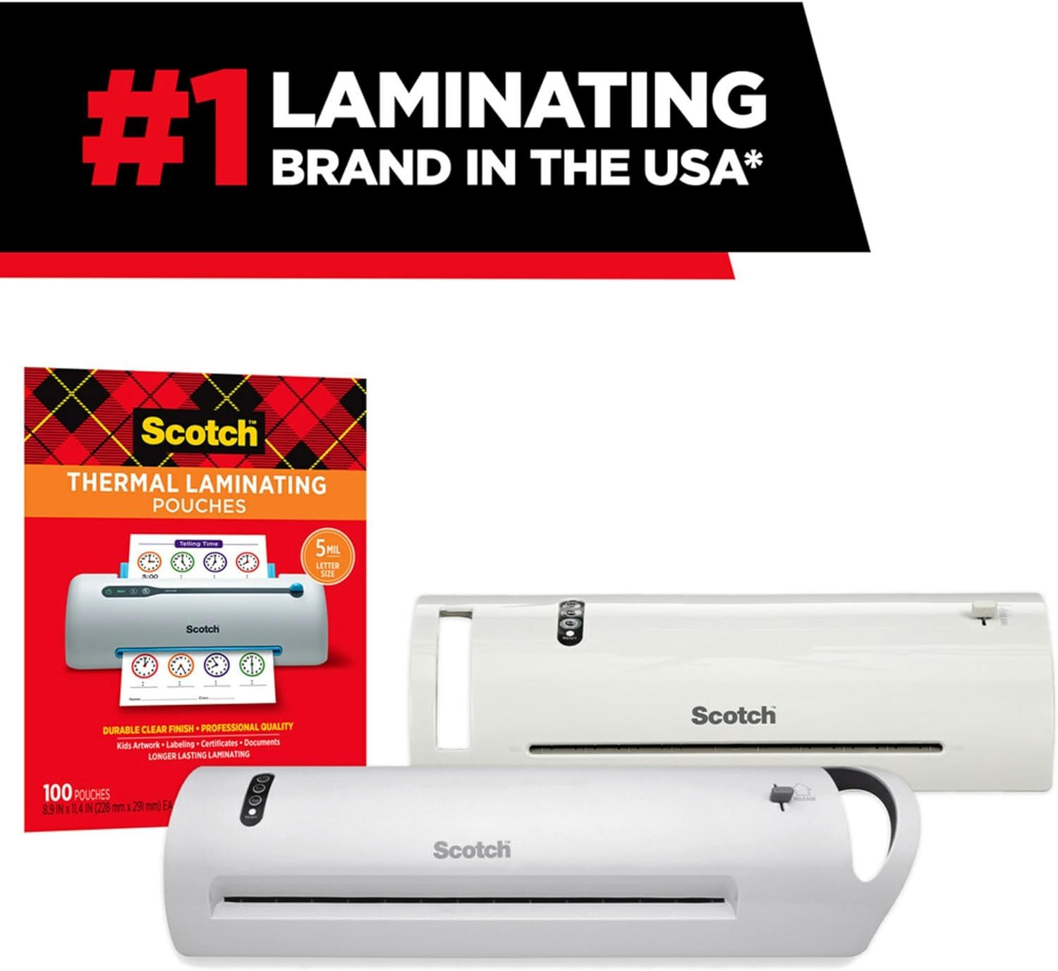 Communicates brand leadership and market dominance to build trust and credibility with shoppers by positioning Scotch as the top laminating brand in the USA.