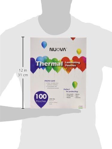 Communicates the quantity included in the package (100 thermal laminating pouches) and the size specification to help shoppers understand what they're getting.
