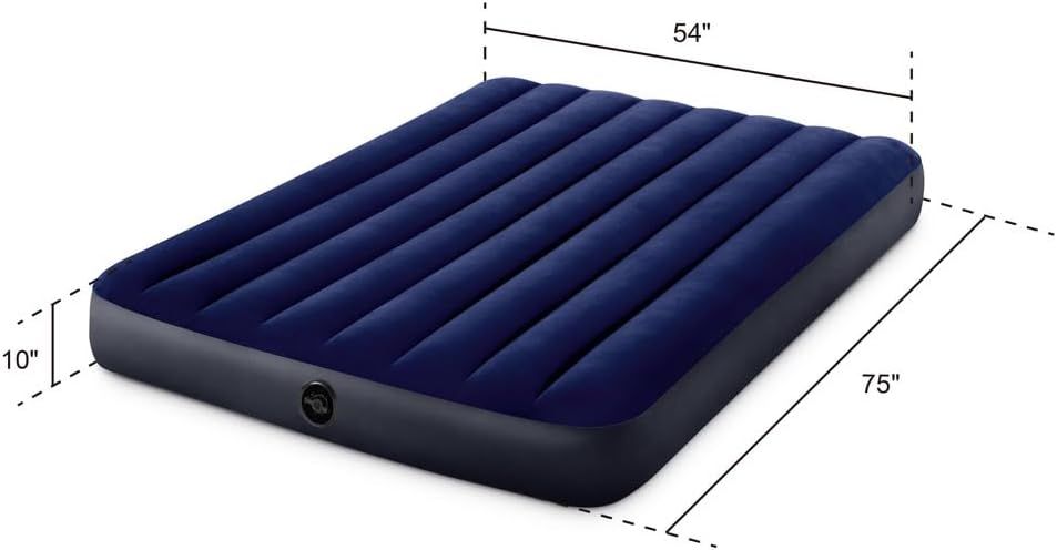 Communicates the exact physical dimensions of the air mattress (54" x 75" x 10") to help shoppers understand the size and ensure it fits their space and sleeping needs.