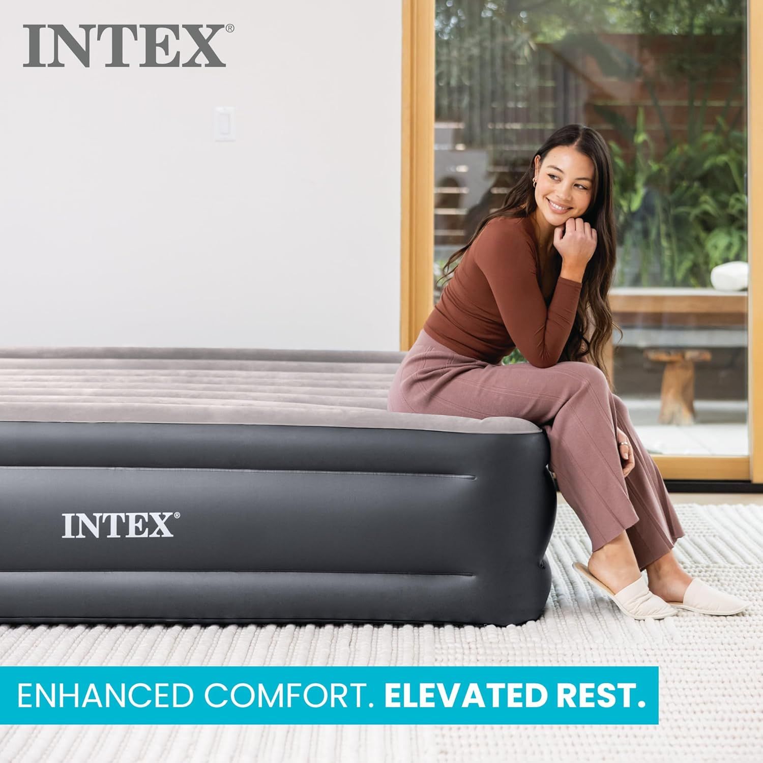 Communicates the product's primary benefit of providing superior comfort and elevated sleeping experience, positioning the air mattress as a premium rest solution.