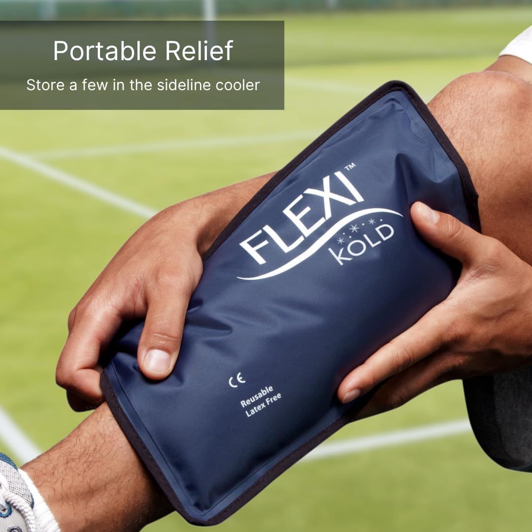 Communicates the product's portability and convenience for on-the-go pain relief, emphasizing that it can be easily stored in a sideline cooler for sports or outdoor activities.