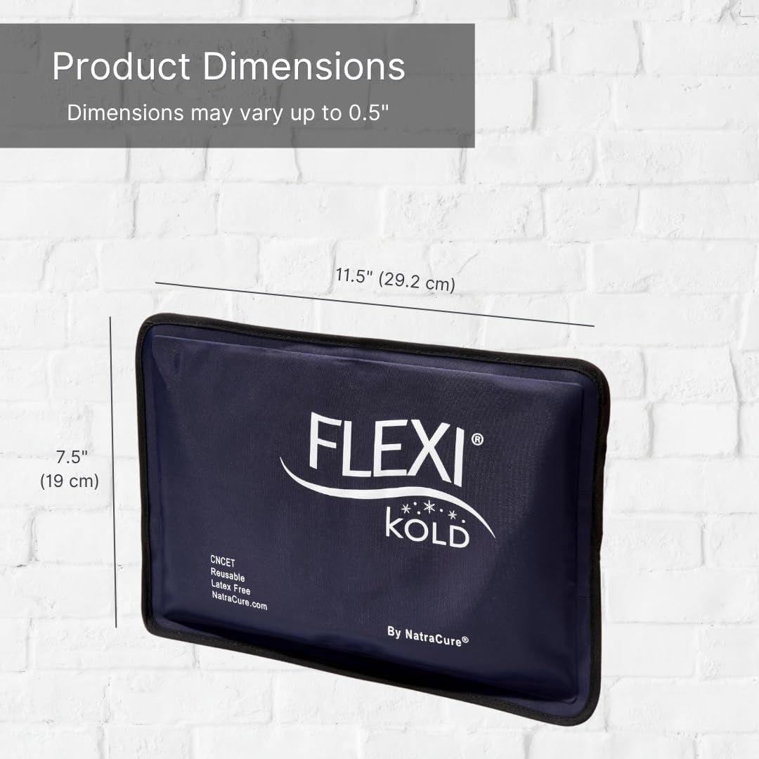 Communicates the exact physical size of the product (11.5" x 7.5") with measurement arrows to help shoppers understand how large the ice pack is before purchasing.